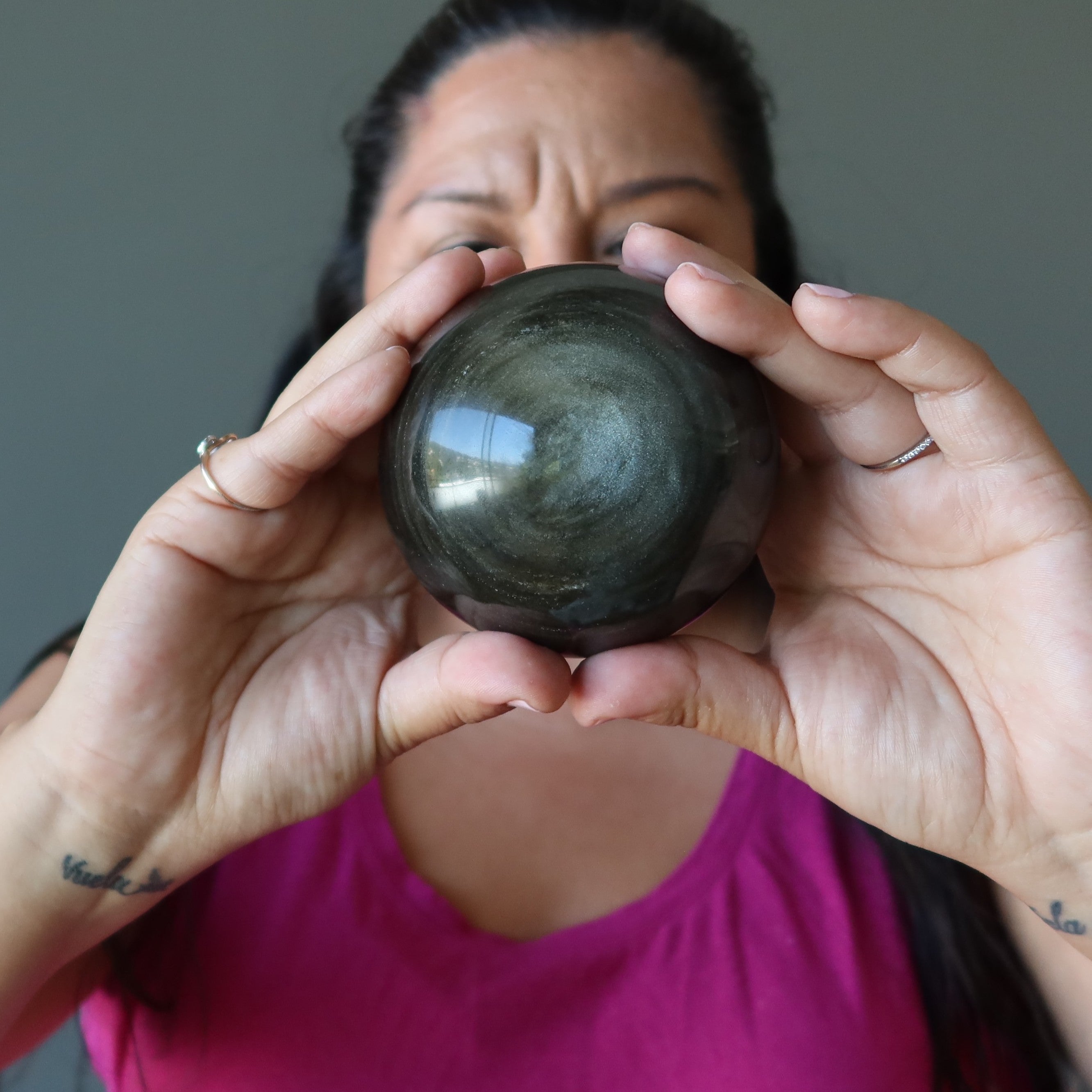Gold Sheen Obsidian Sphere Bedazzle Crystal Ball