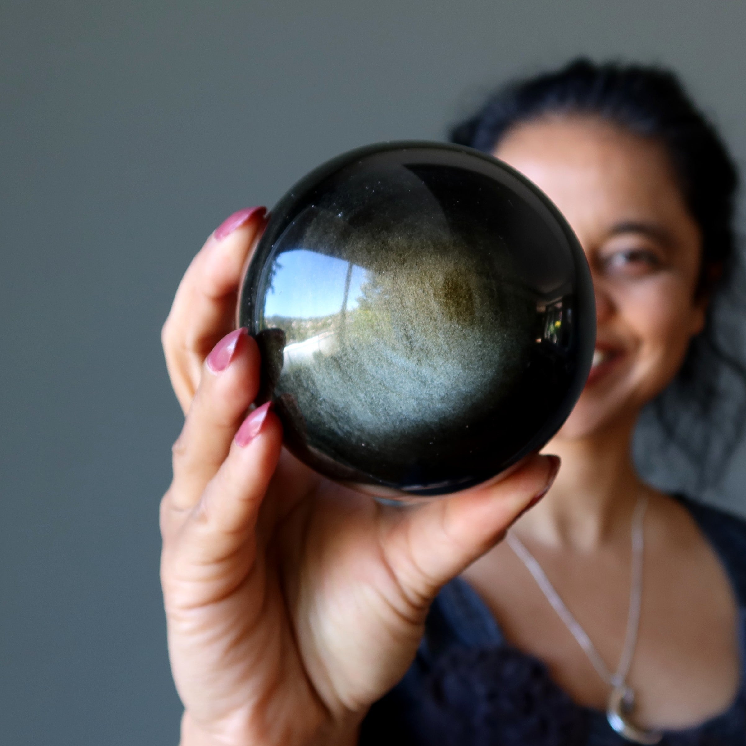 Gold Sheen Obsidian Sphere Bedazzle Crystal Ball