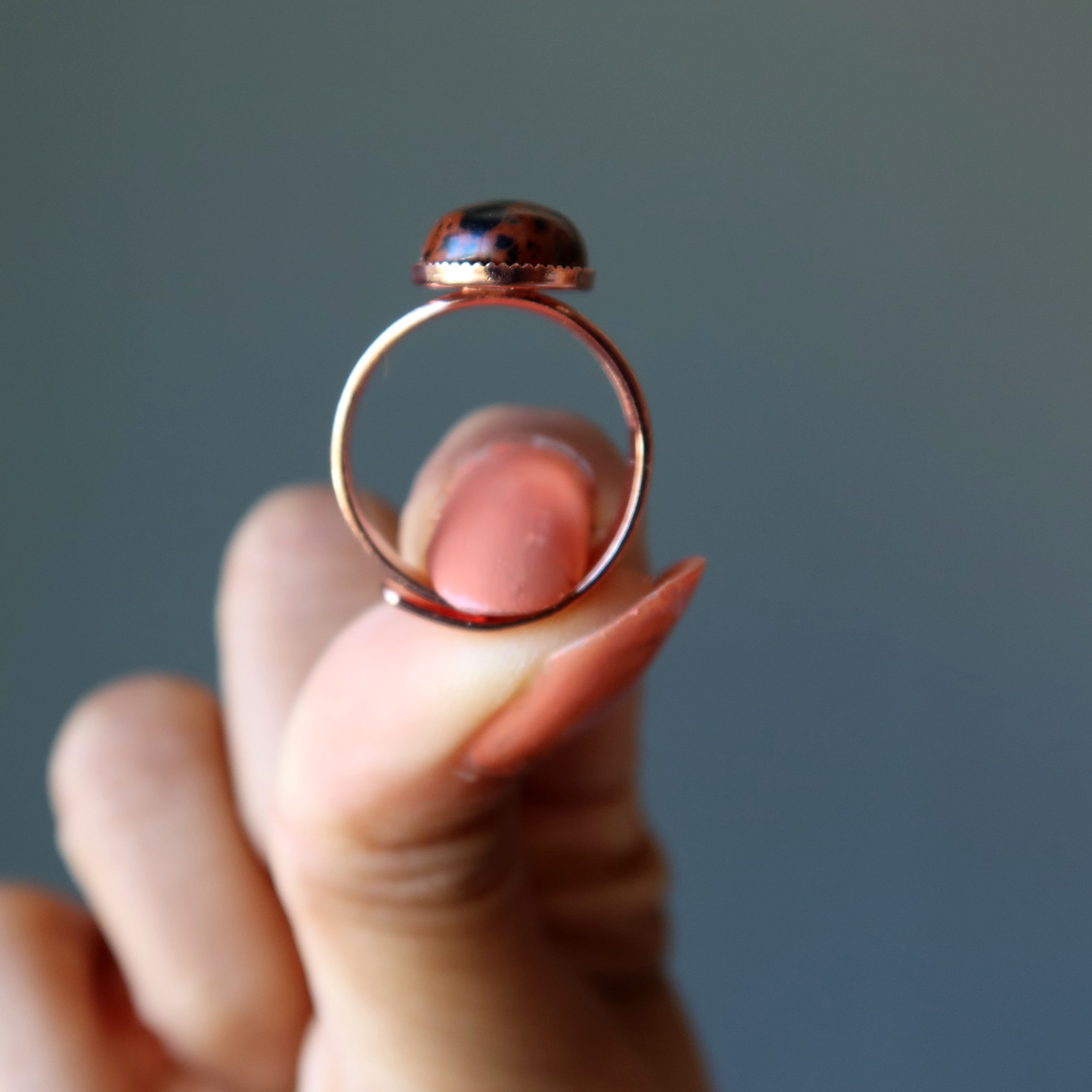 Mahagoni-Obsidianring, Kristall, Kupfer, verstellbar