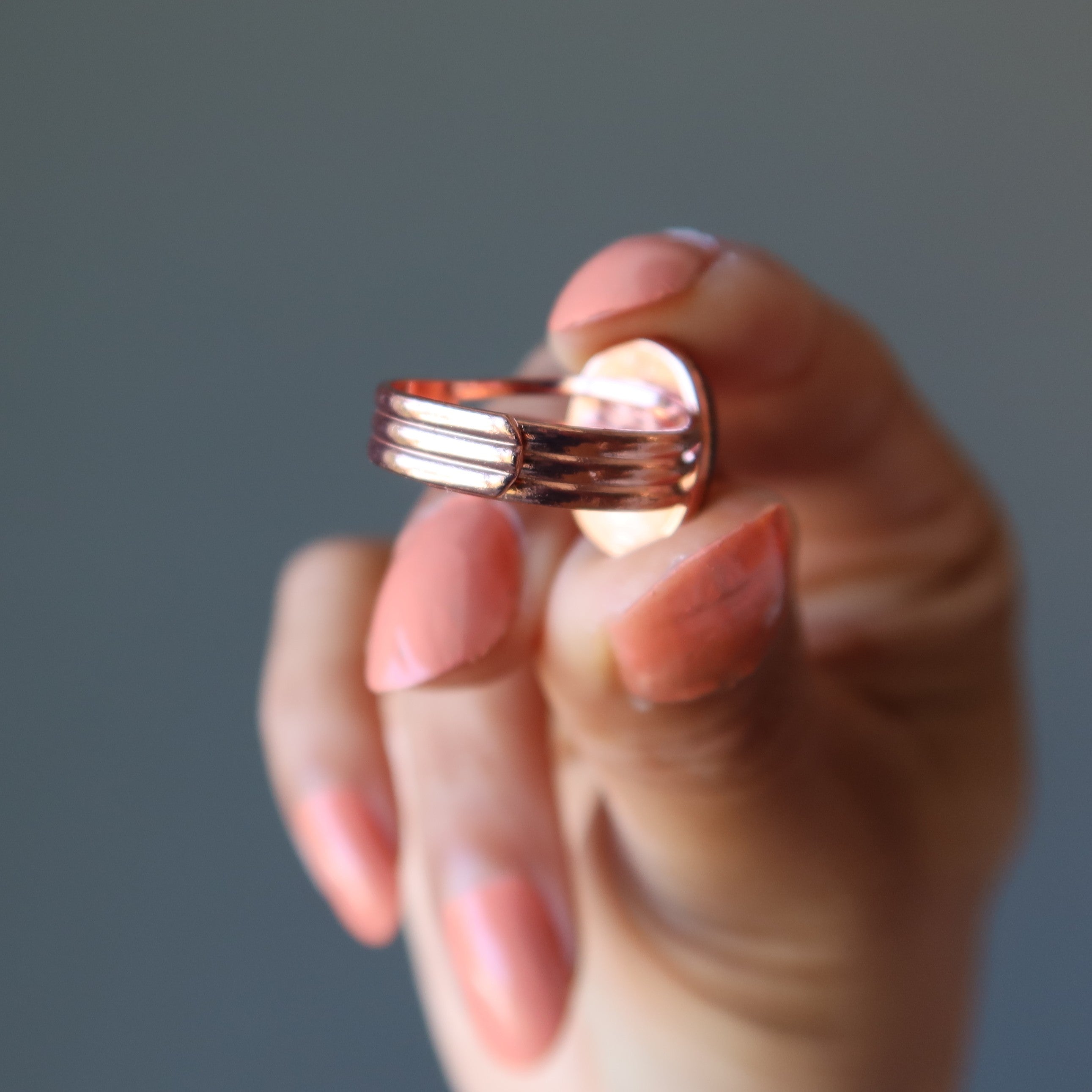 Mahagoni-Obsidianring, Kristall, Kupfer, verstellbar