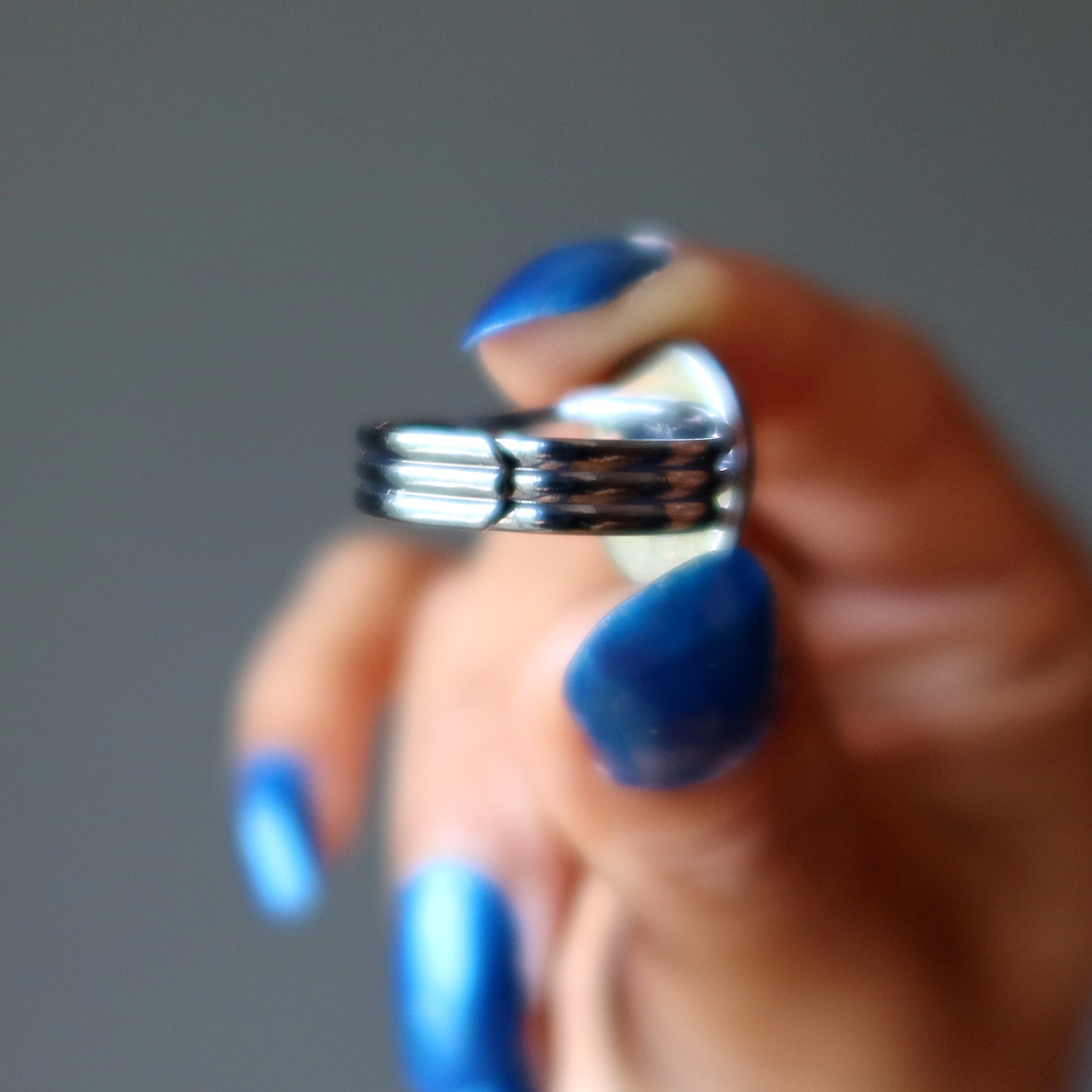 Bague Obsidienne Acajou Gemme Canon de Fusil Ajustable