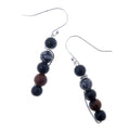 Obsidian Earrings Total Protection Black, Snowflake, Mahogany