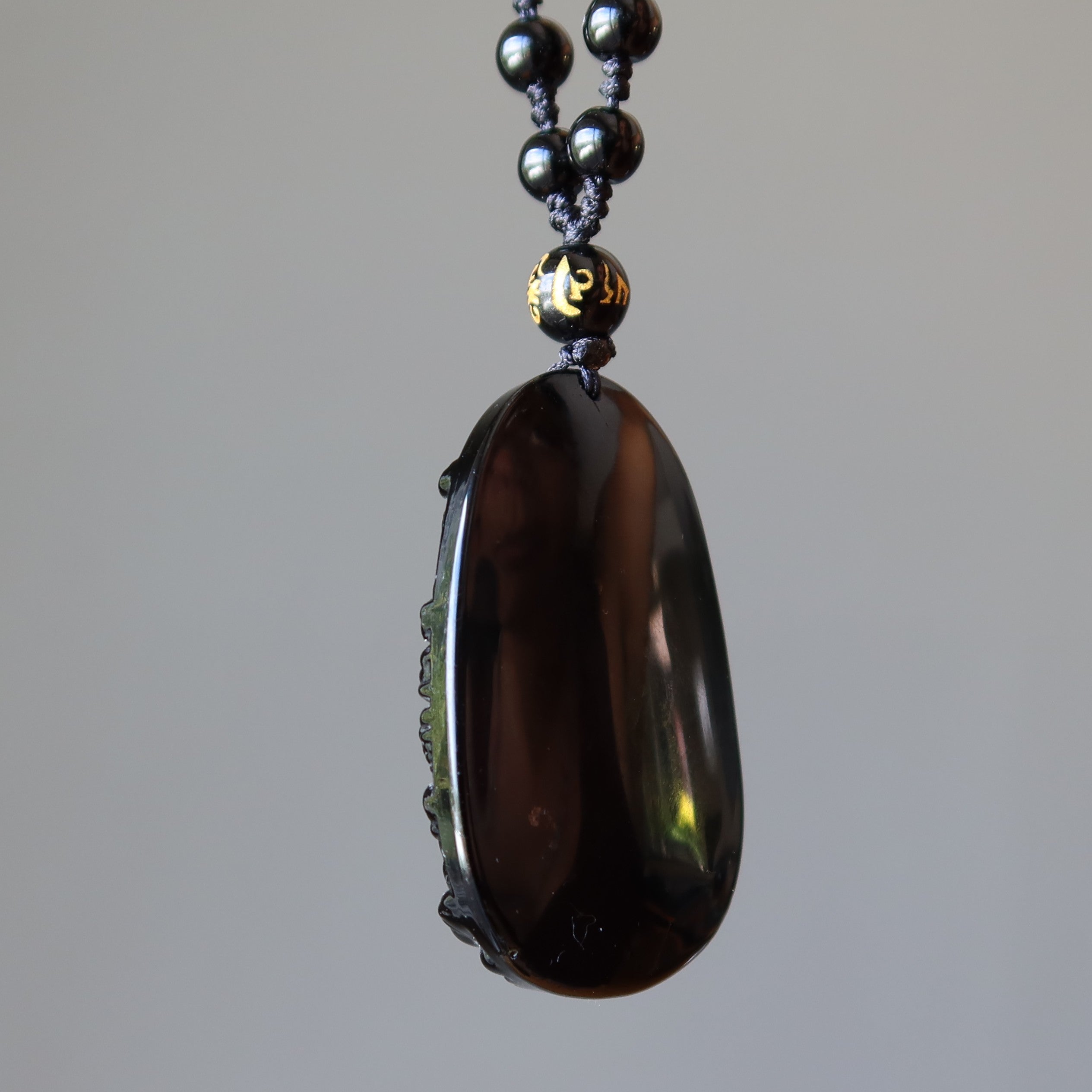 Black Obsidian Necklace Kwan Yin Goddess Protection