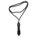 Collier en obsidienne noire avec pendentif Dorje et gardien