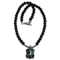 Halskette Schwarzer Obsidian Schneeflocke Schildkröte Gunmetal