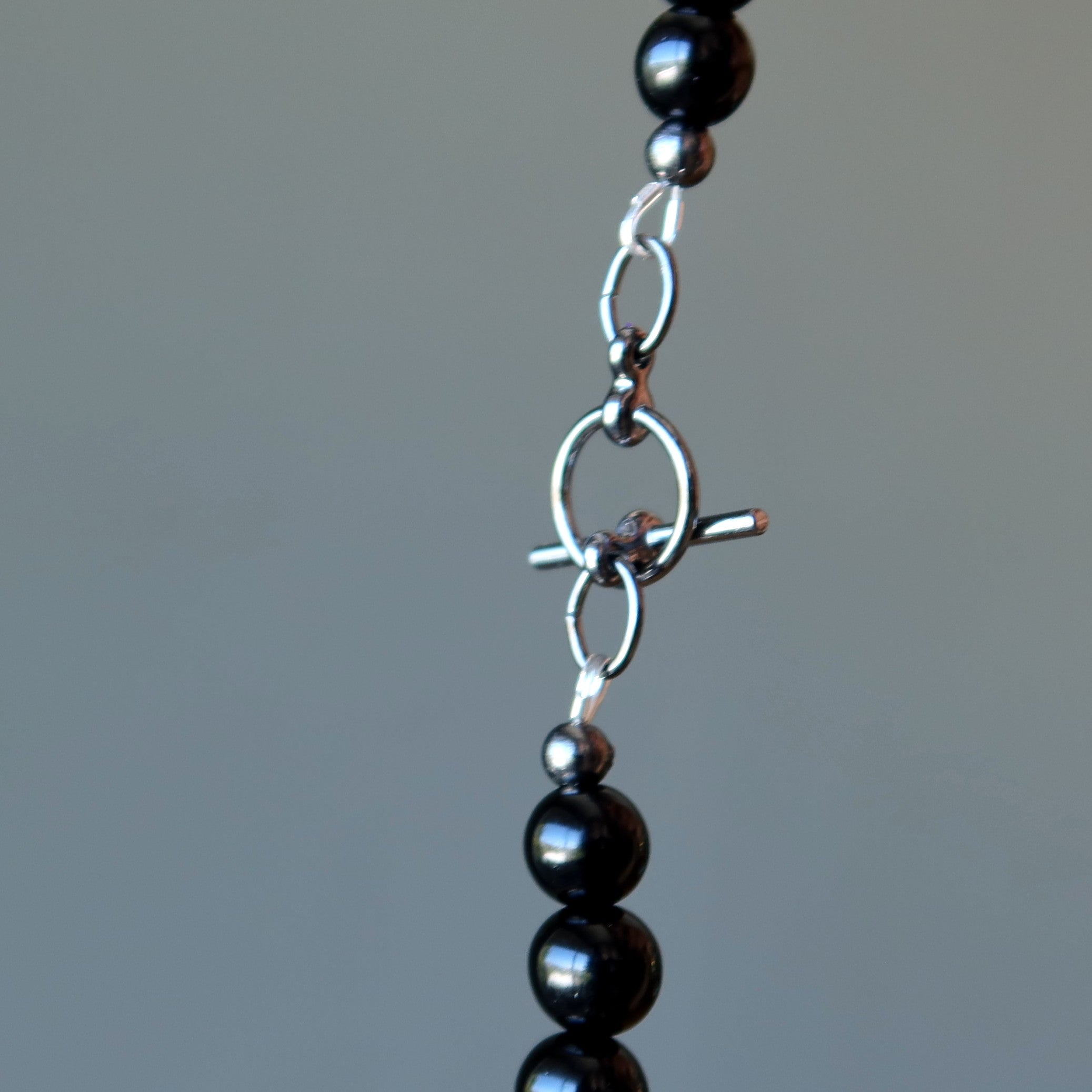 Halskette Schwarzer Obsidian Schneeflocke Schildkröte Gunmetal