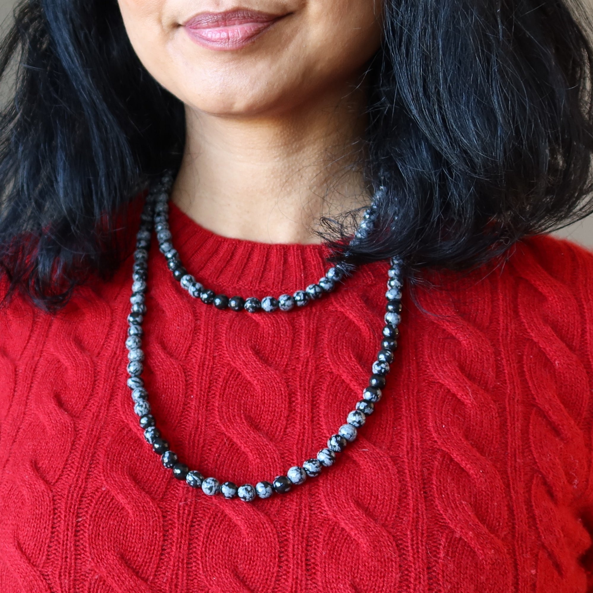 Snowflake Obsidian Necklace Ode to Winter Faceted Gem