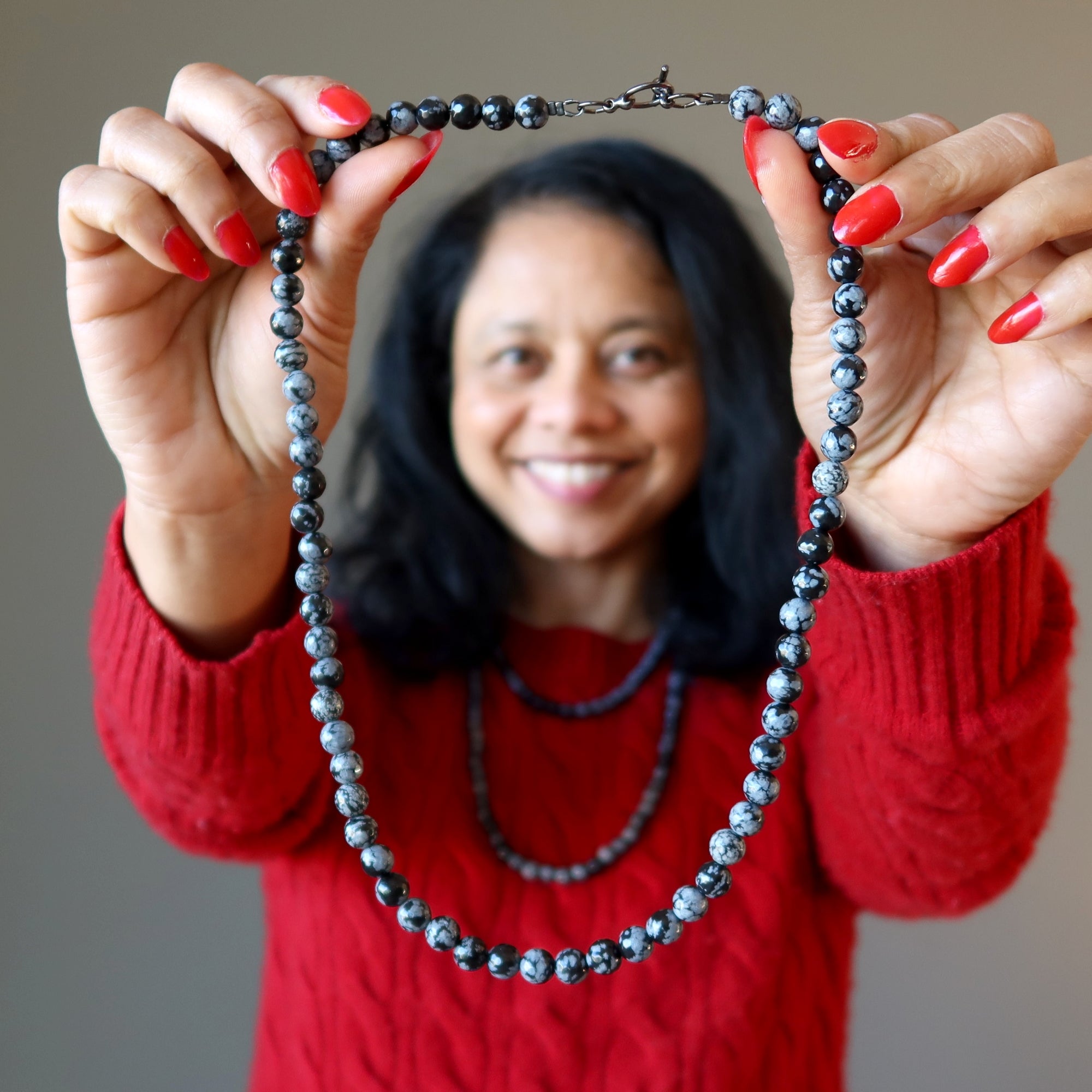 Snowflake Obsidian Necklace Ode to Winter Faceted Gem