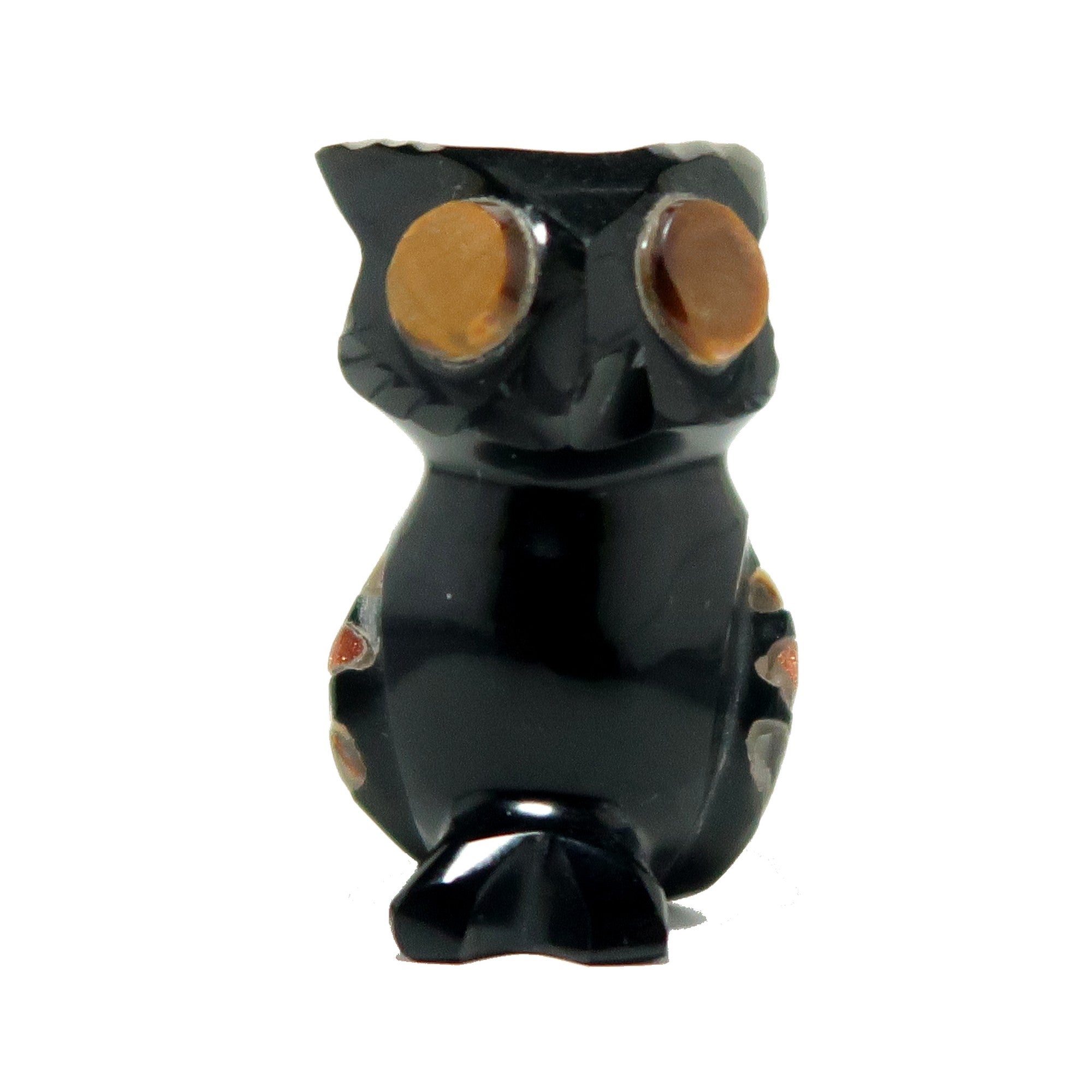 Hibou en obsidienne noire à l'affût Œil de tigre