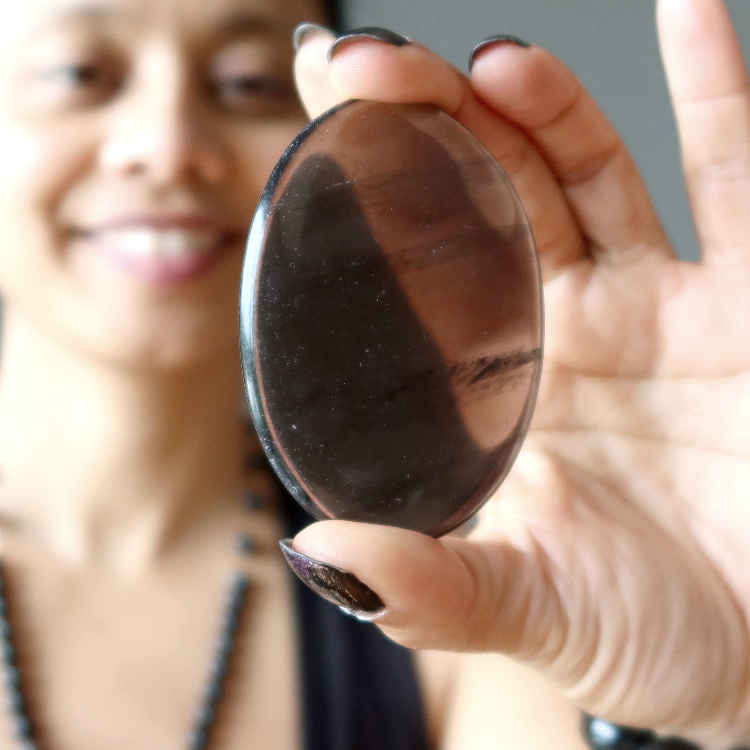 Midnight Lace Obsidian Palm Stone Worry Buster
