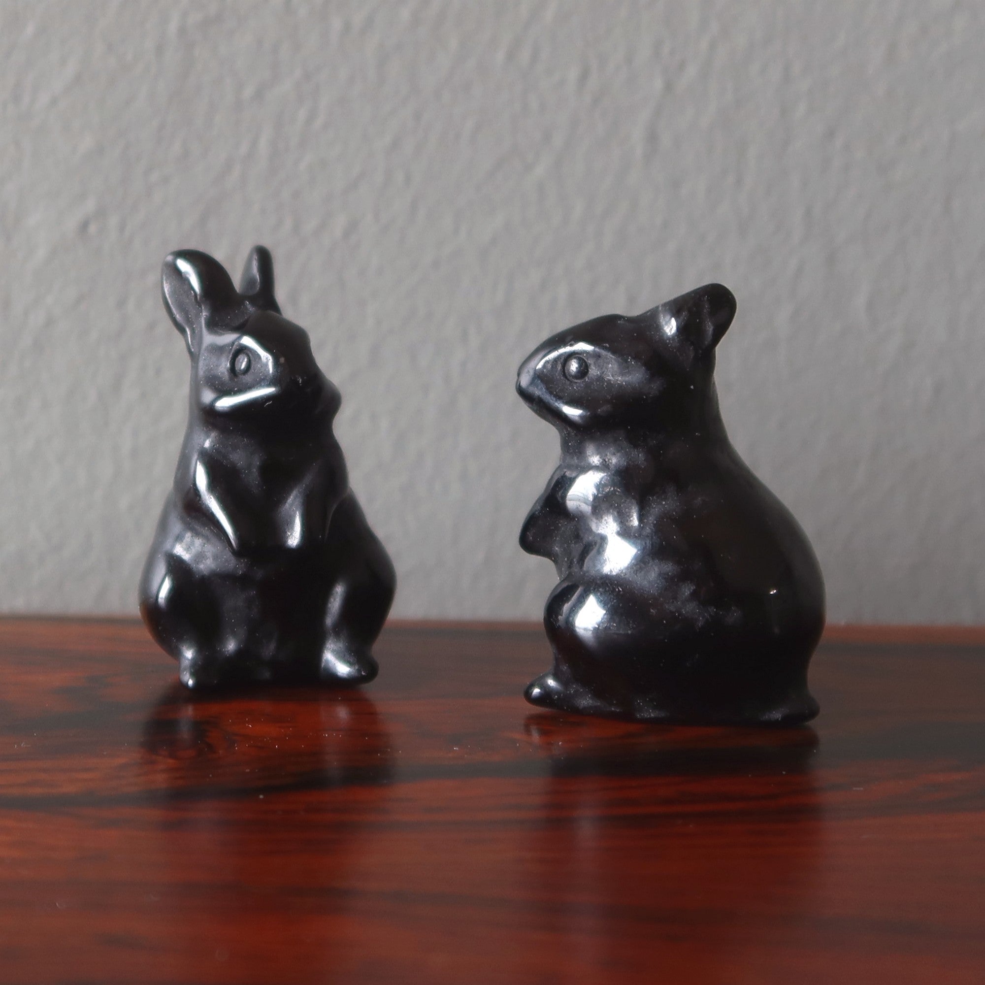 Schwarzer Obsidian-Hase Entzückender Beschützer-Hase