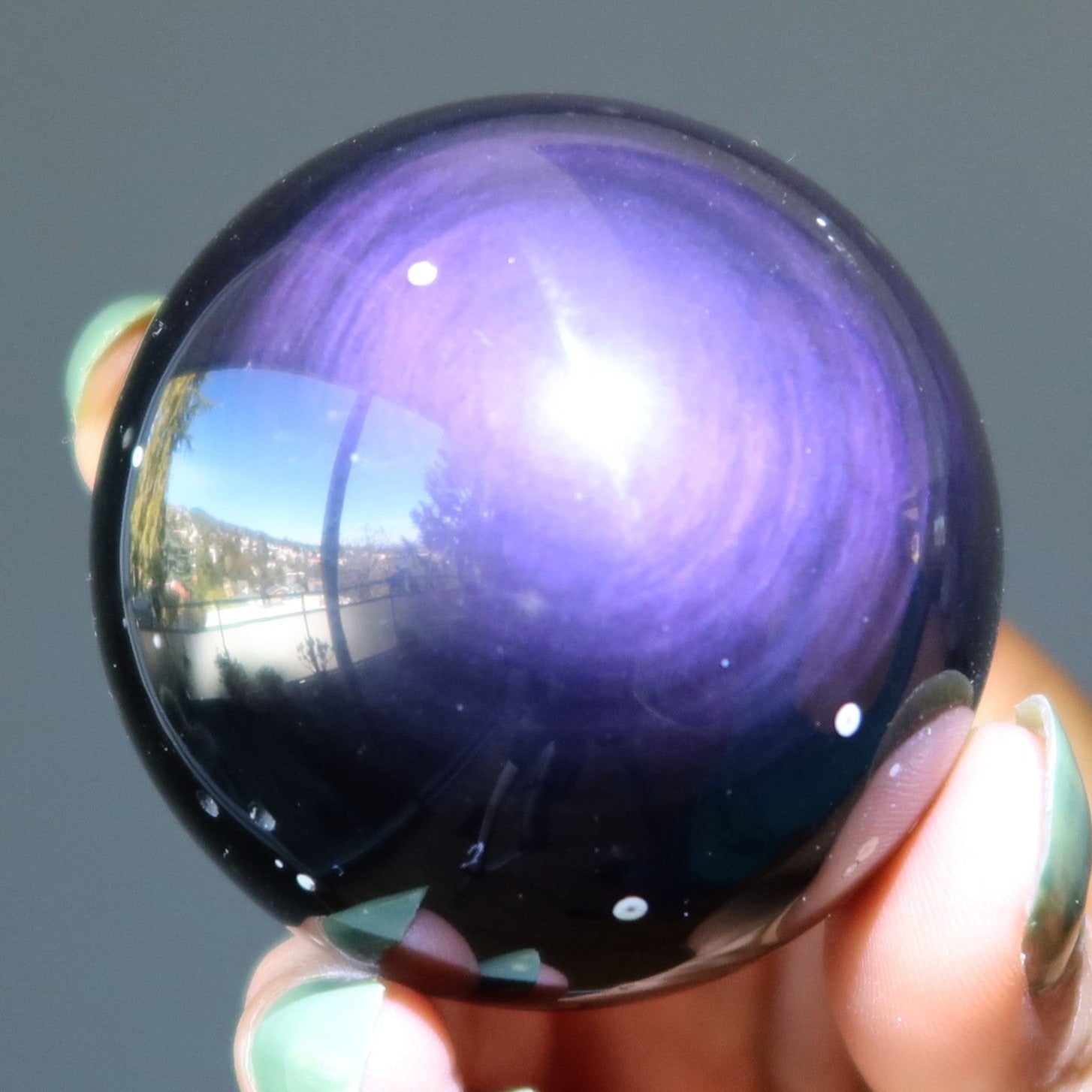 Rainbow Obsidian Sphere Purple Orb Crystal Ball