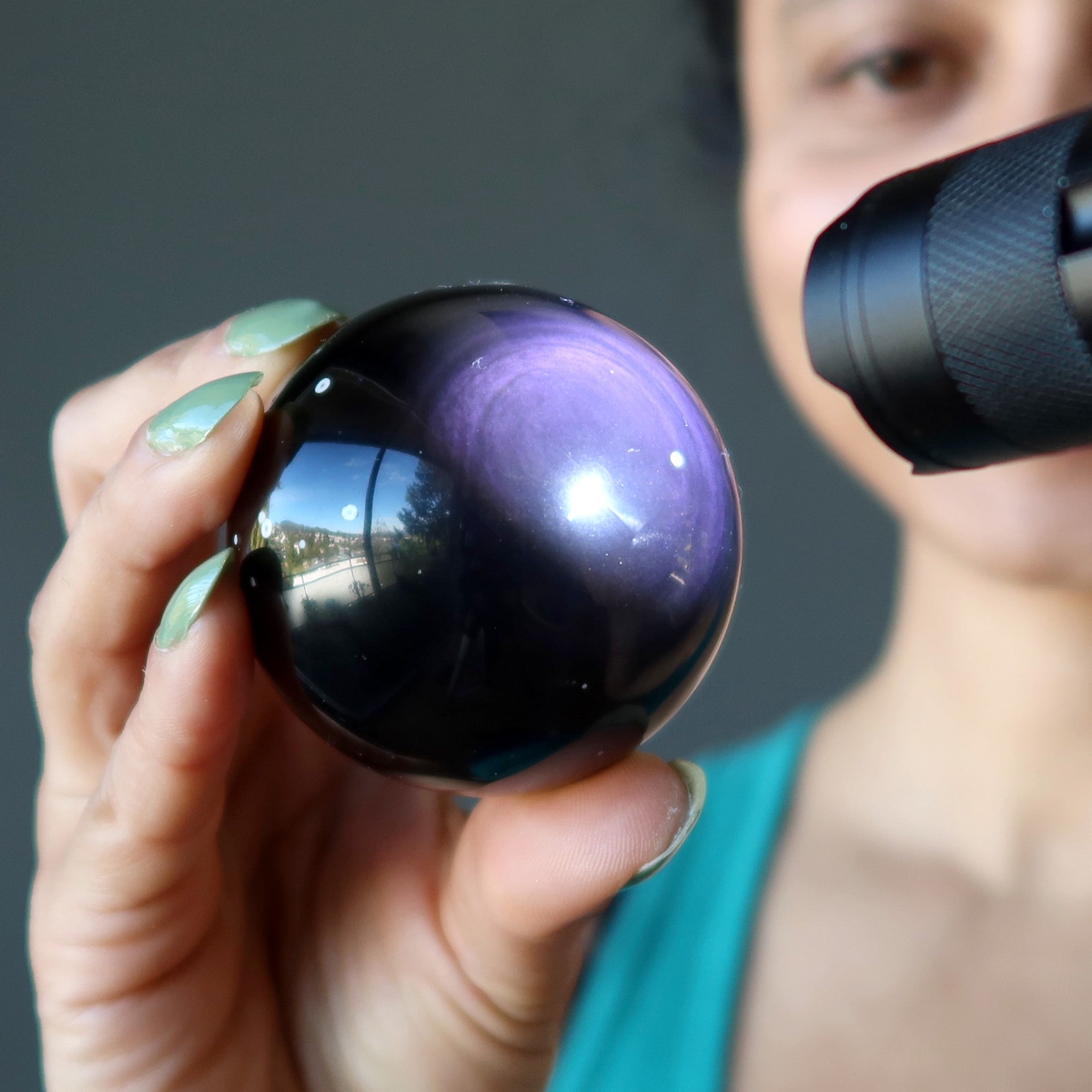 Rainbow Obsidian Sphere Purple Orb Crystal Ball