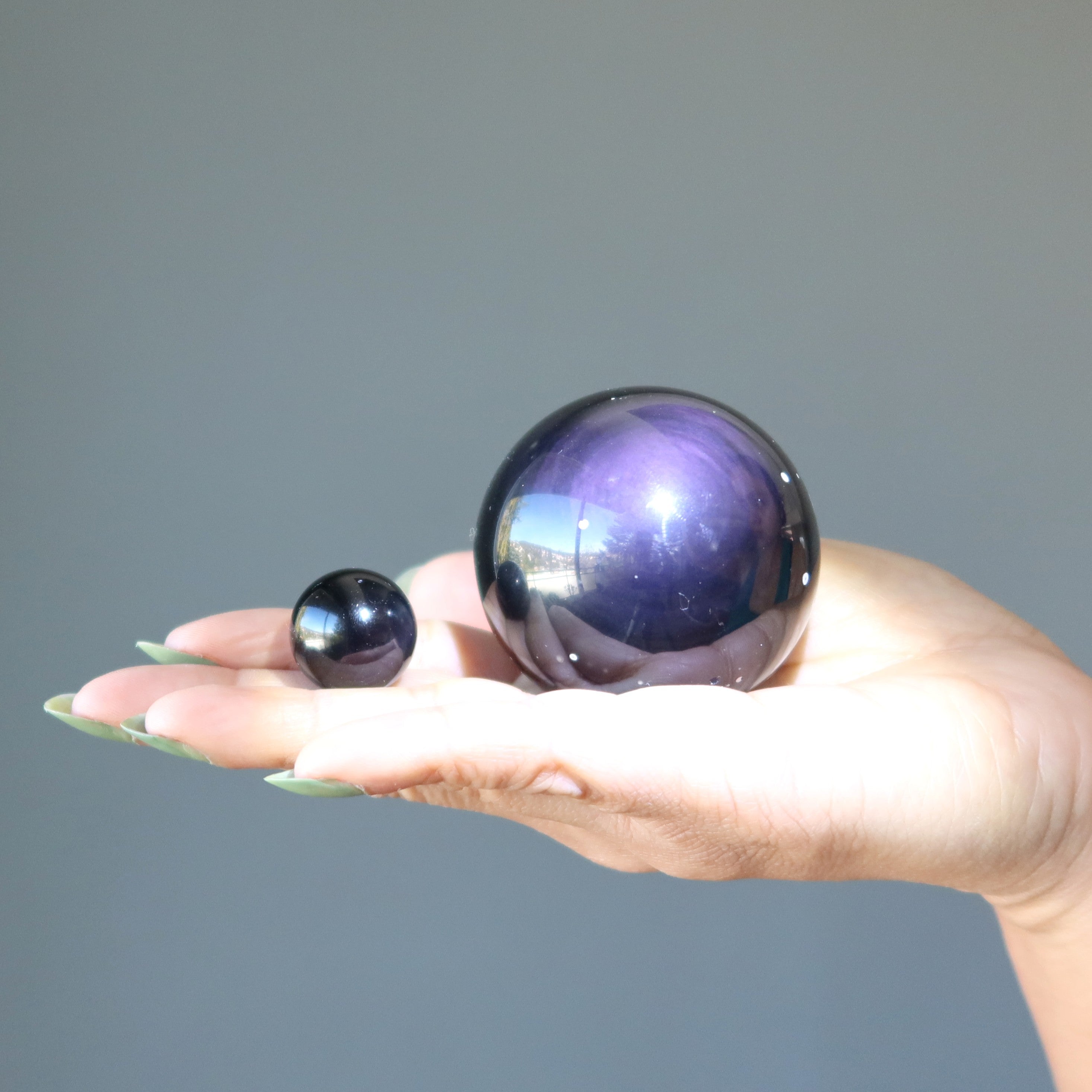 Rainbow Obsidian Sphere Purple Orb Crystal Ball