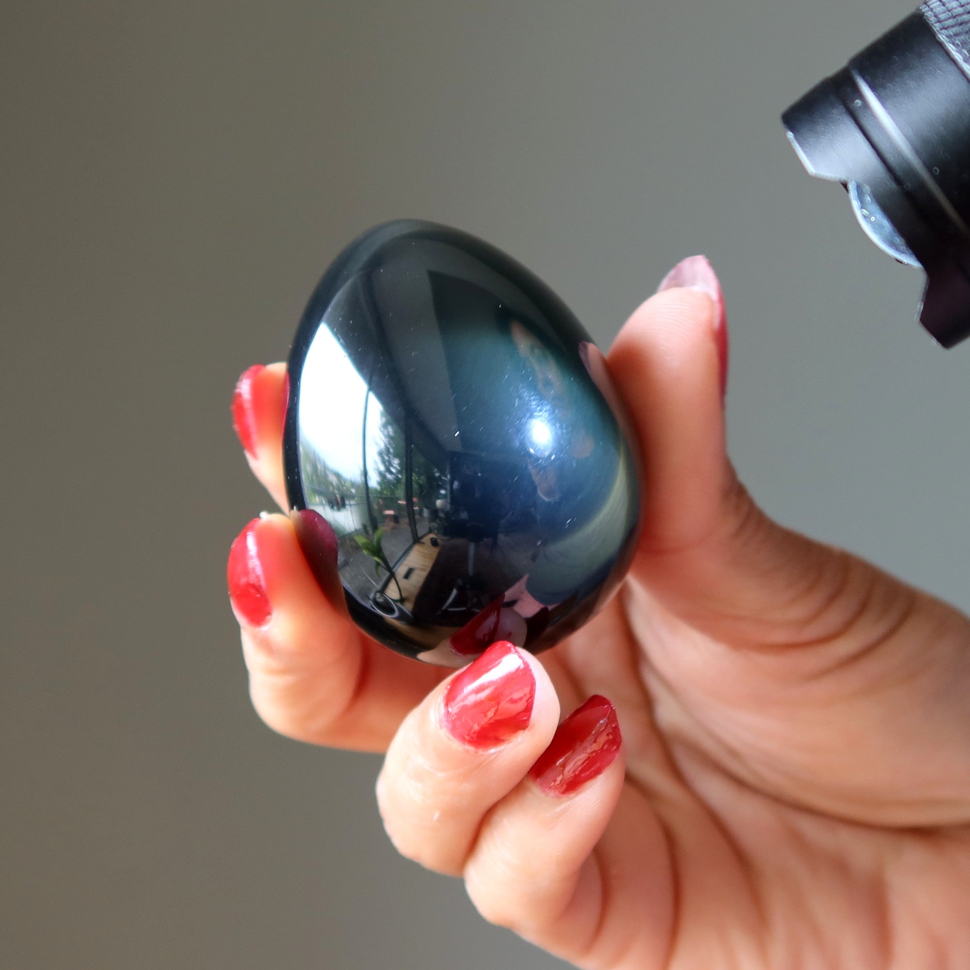 Rainbow Obsidian Egg Higher Chakras Glowing Energy Stone