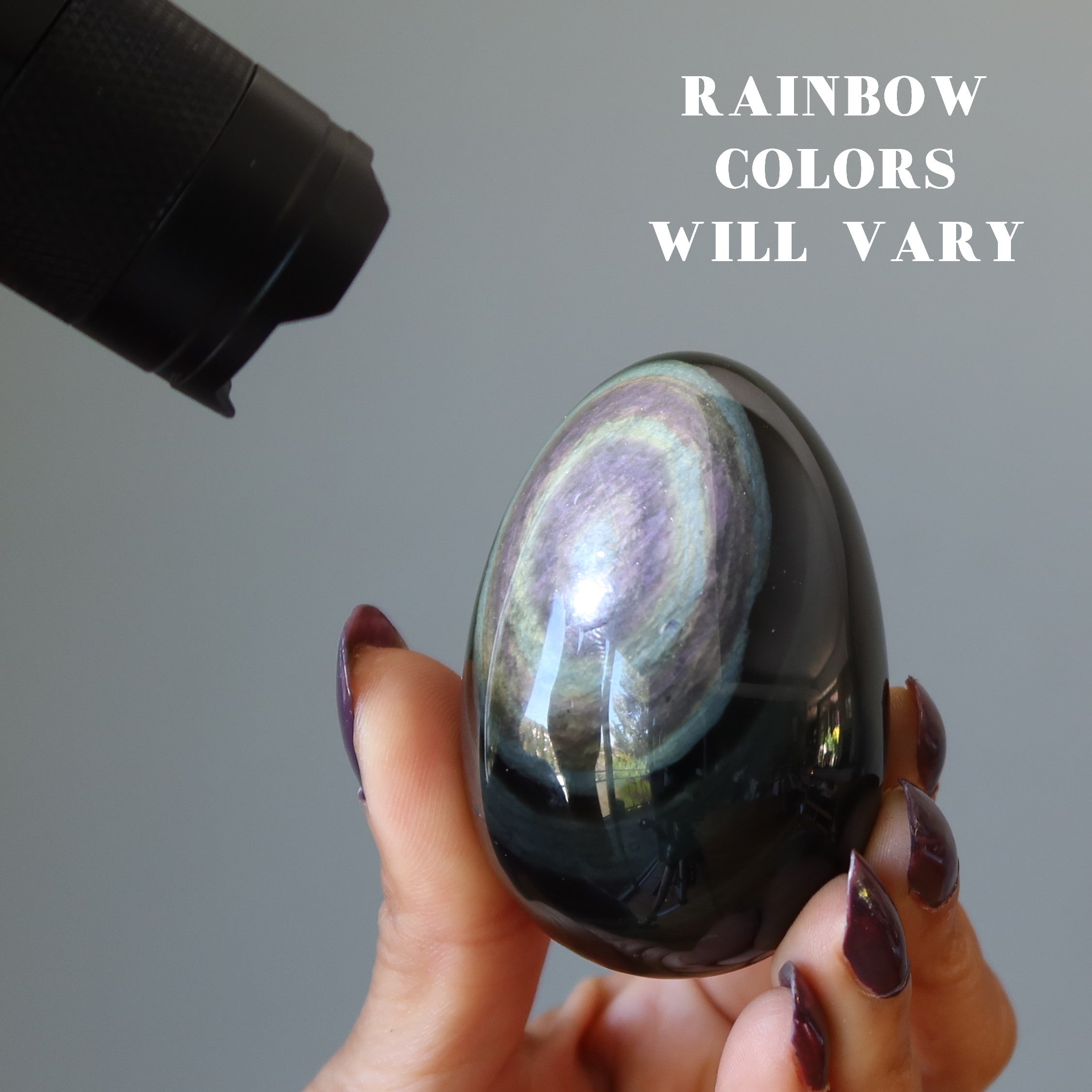 Regenbogen-Obsidian-Ei Schatten des Nacht-Schutzsteins