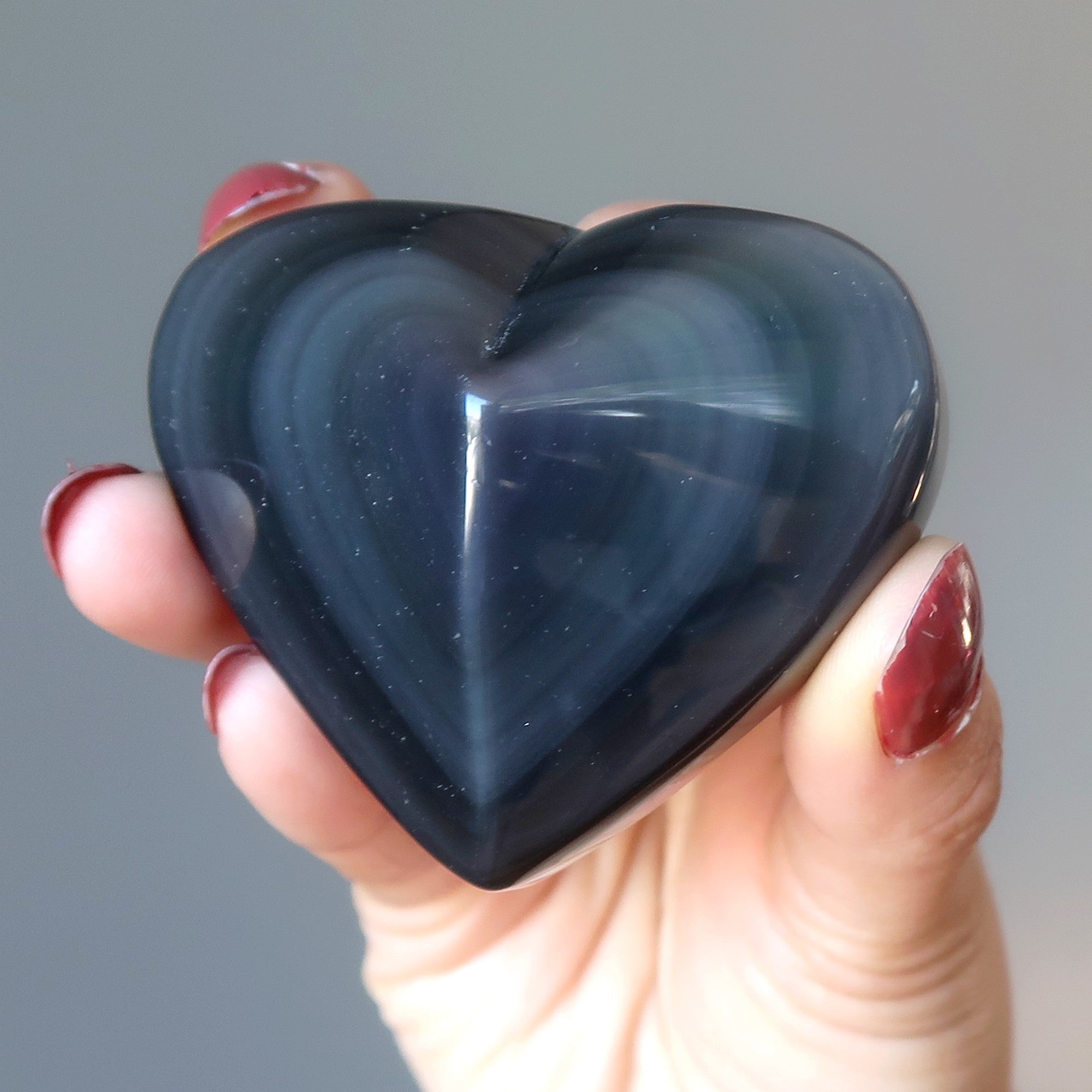 Rainbow Obsidian Heart Blue Protected Love Gem