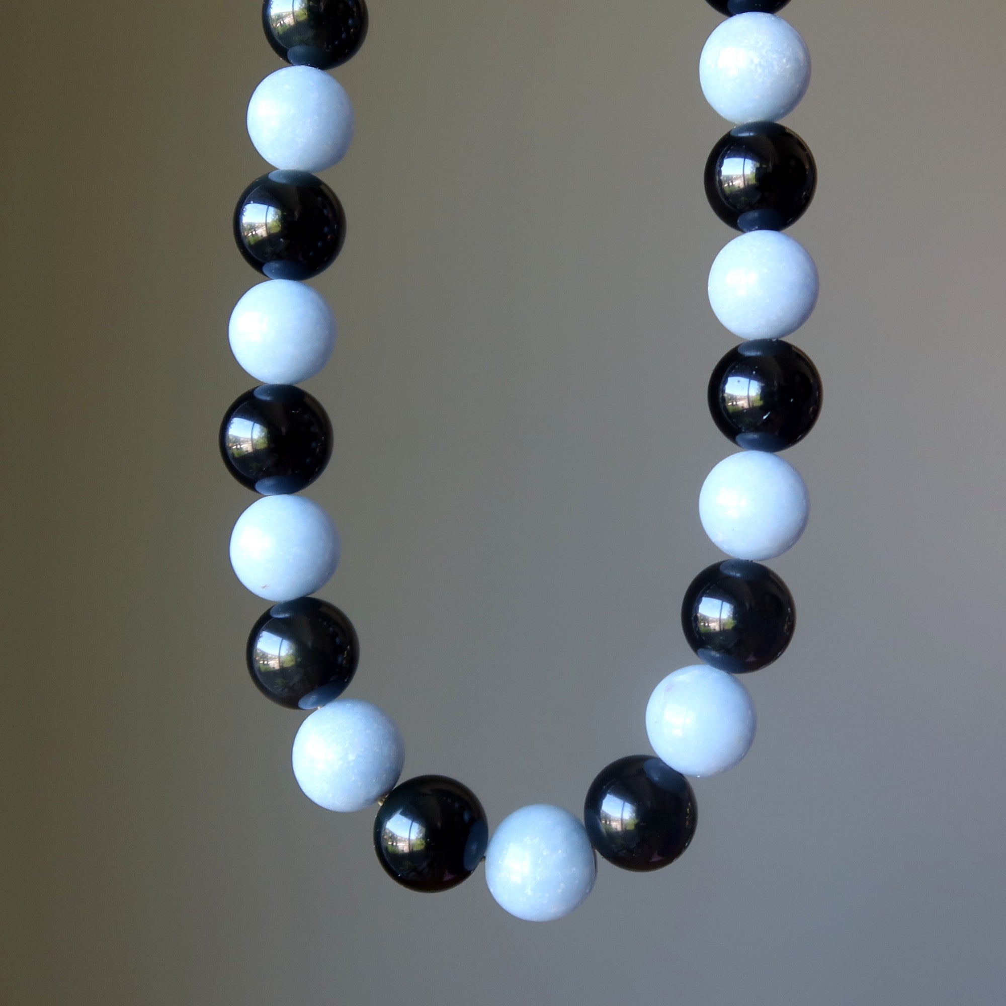 Collier Angélite et Obsidienne Arc-en-ciel - Gemme Ange de la Nuit