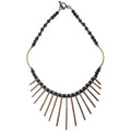 Black Obsidian Necklace Queen's Fanfare Gold Brass