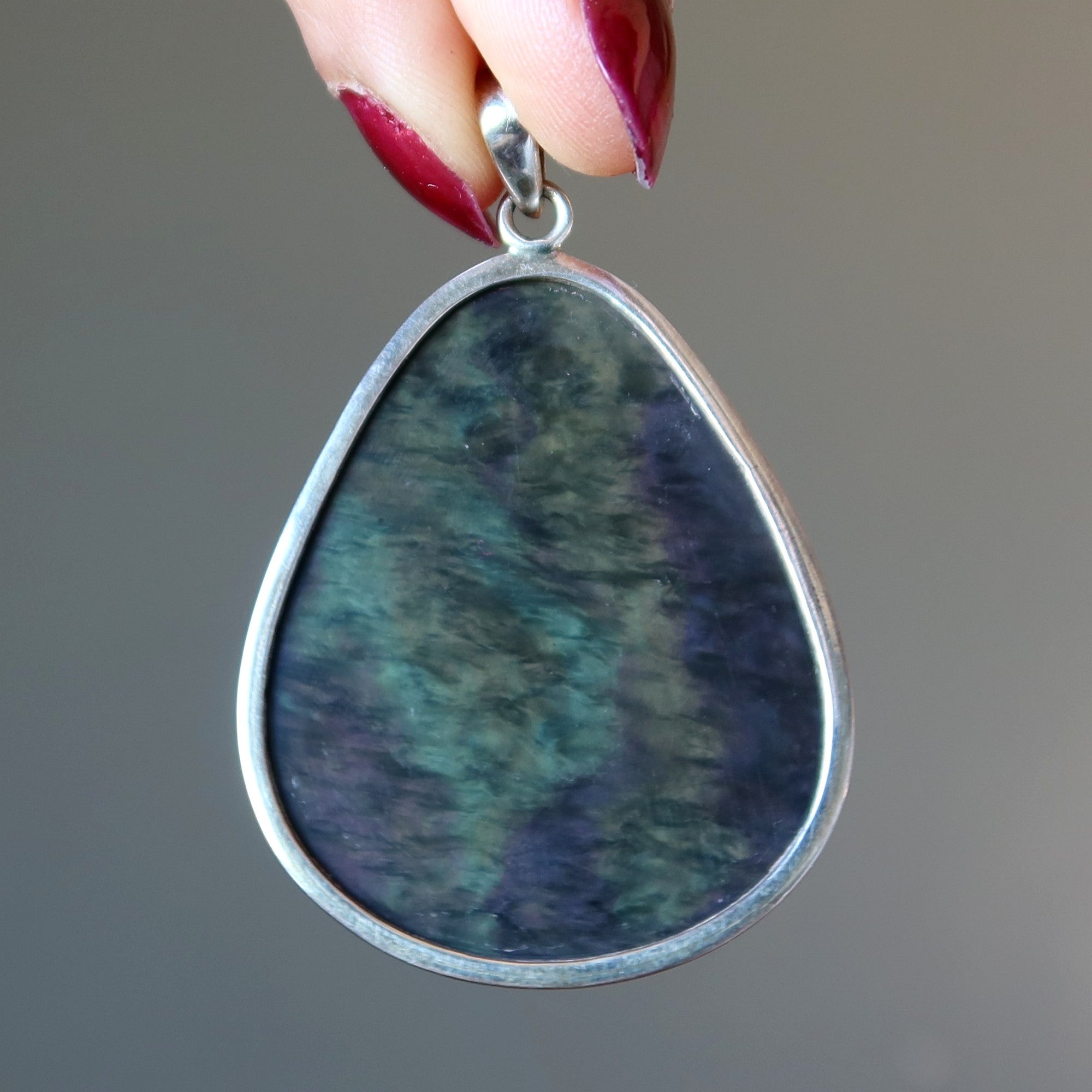 Rainbow Obsidian Pendant Big Protector Sterling Silver