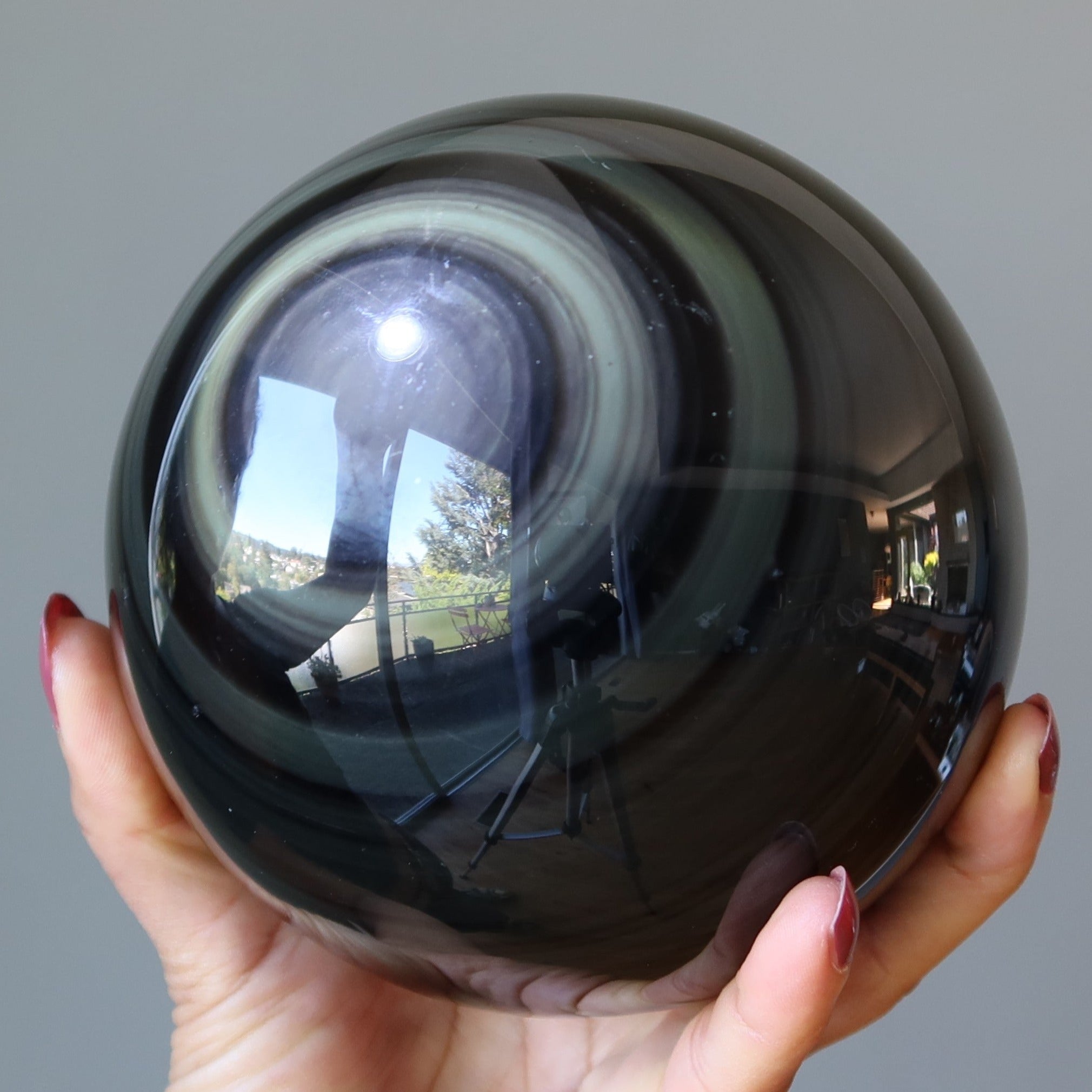 Sphère d'obsidienne arc-en-ciel, boule de cristal de protection
