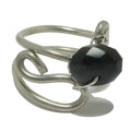 Schwarzer Obsidianring Anmutiger Schutzstein facettiert Größe 5.5
