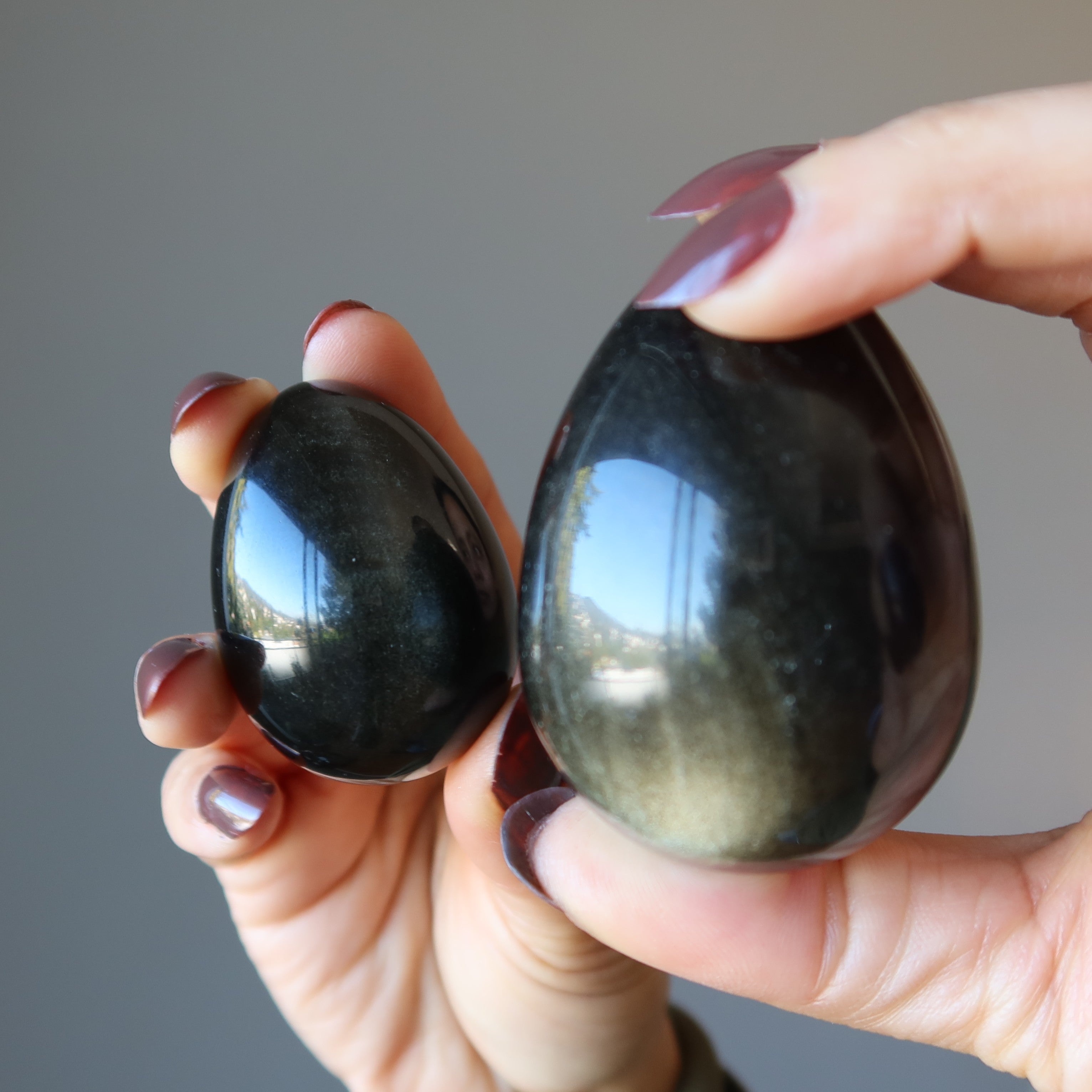 Glanz Obsidian Ei Gold Silber Glanz Luxus Schutz Edelstein