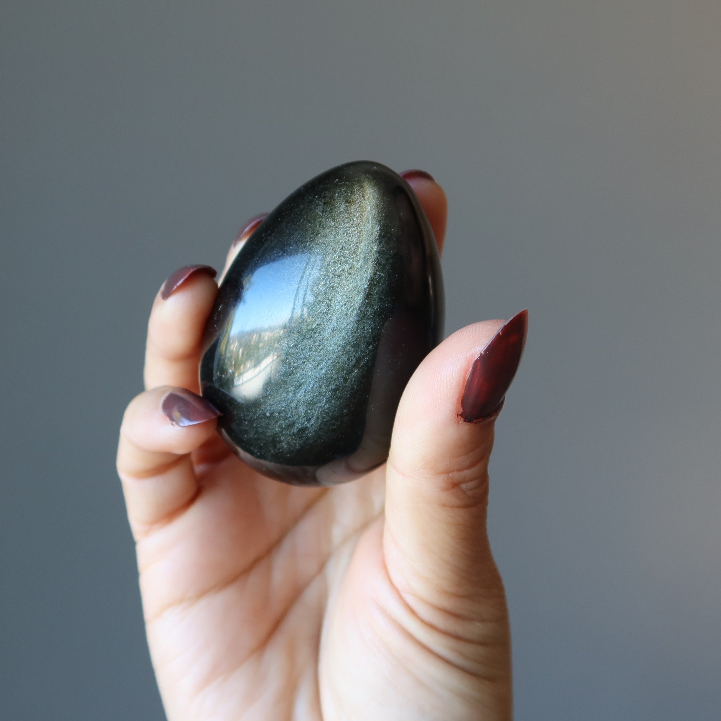 Glanz Obsidian Ei Gold Silber Glanz Luxus Schutz Edelstein