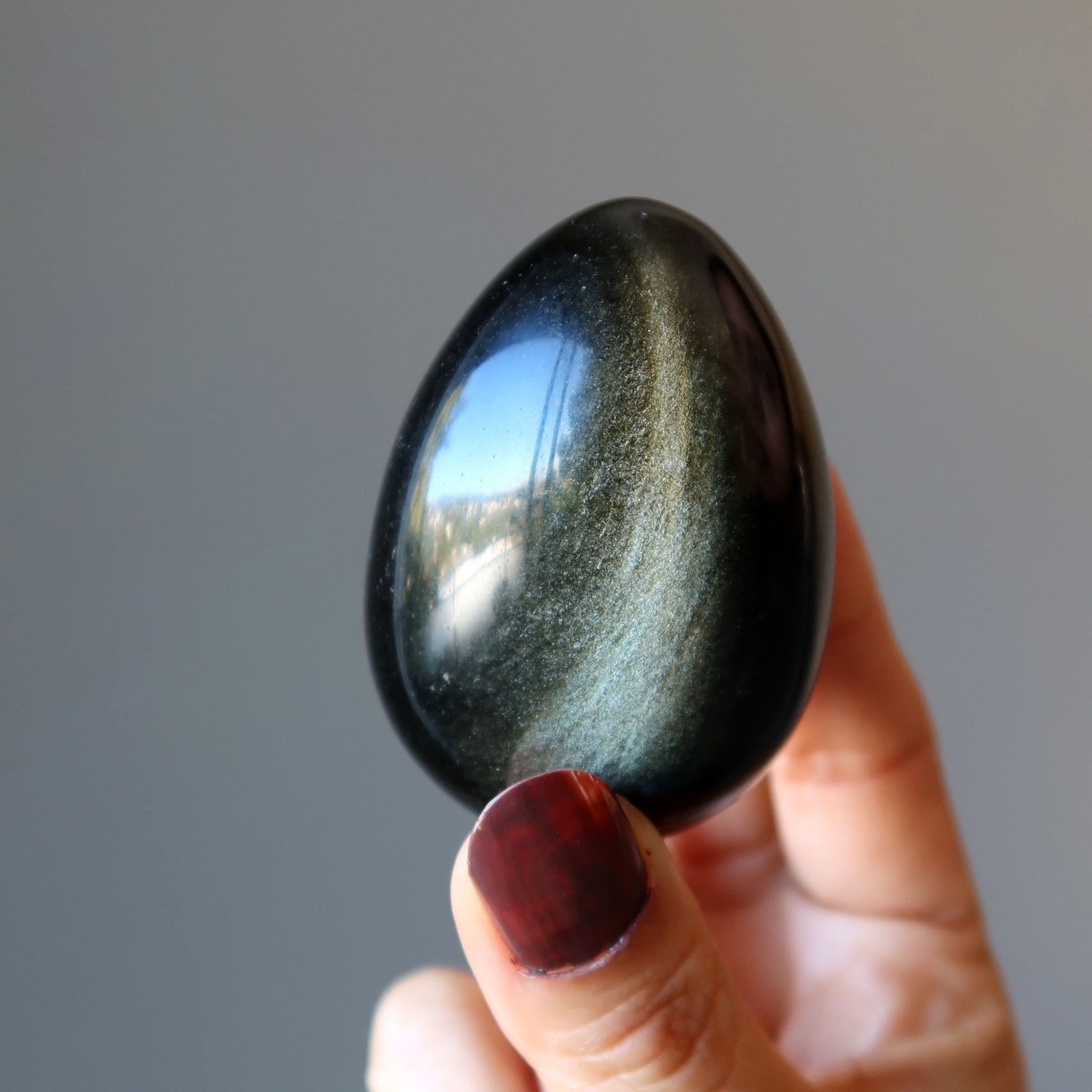 Glanz Obsidian Ei Gold Silber Glanz Luxus Schutz Edelstein