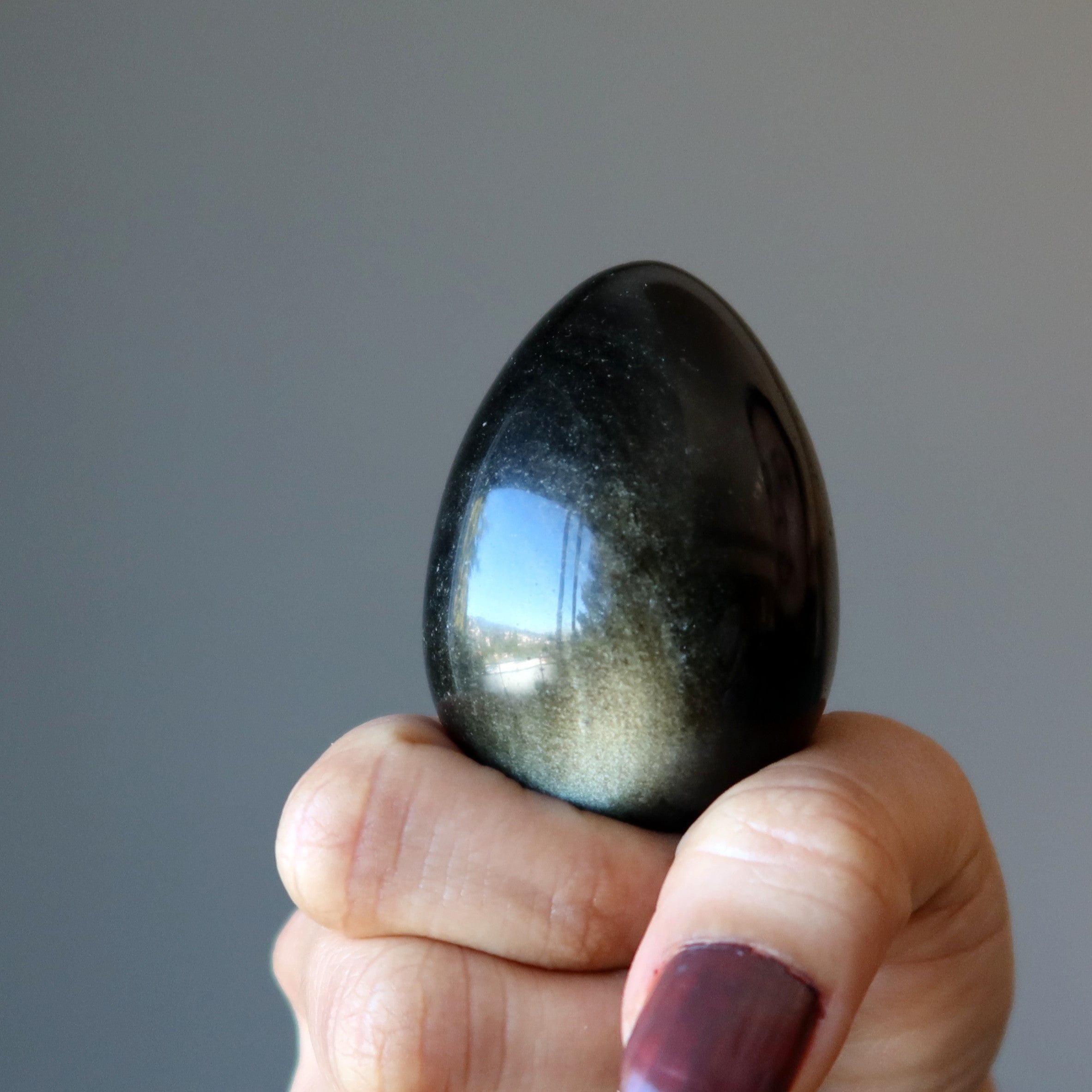 Glanz Obsidian Ei Gold Silber Glanz Luxus Schutz Edelstein