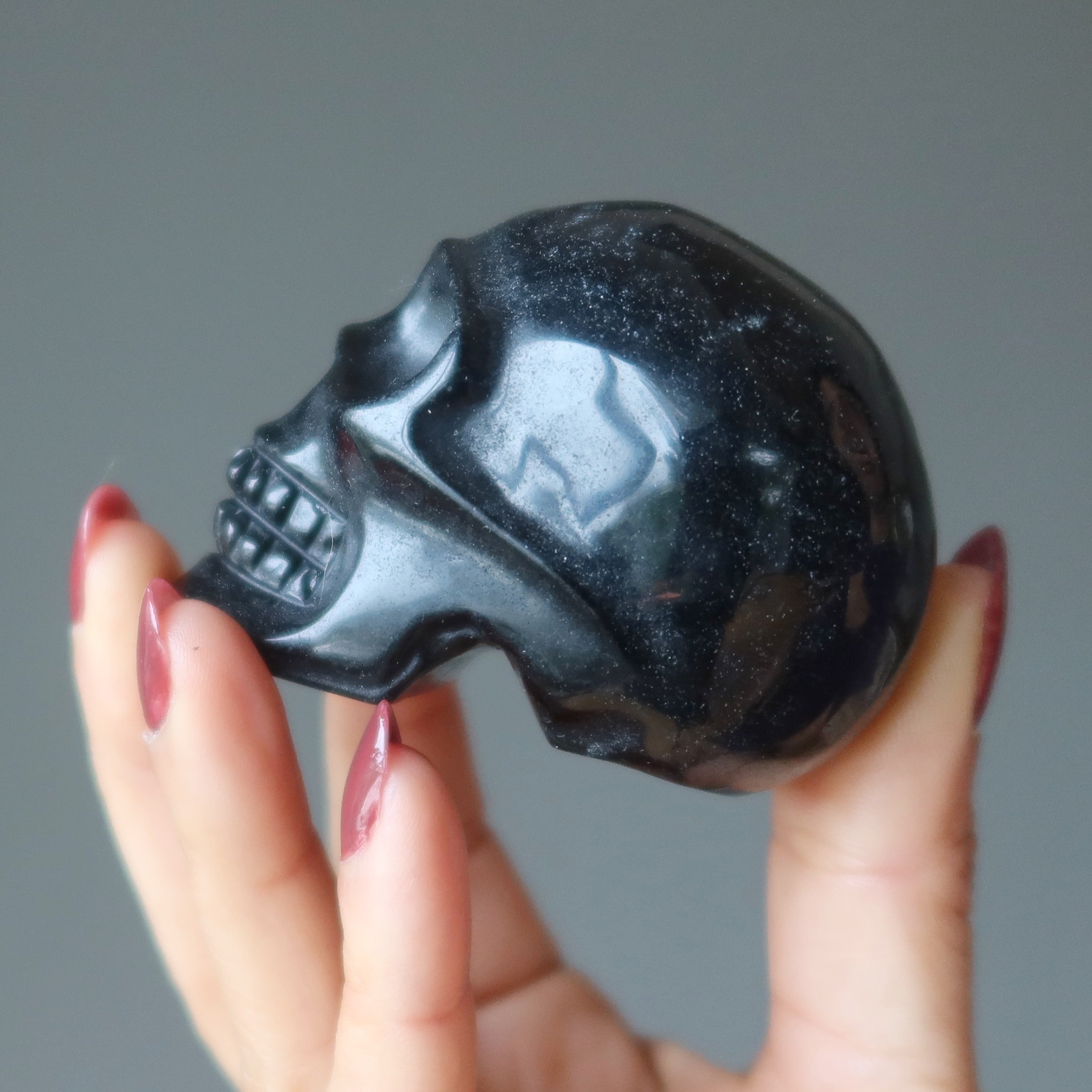 Crâne en Obsidienne Noire - Cristal de Protection Interdimensionnelle