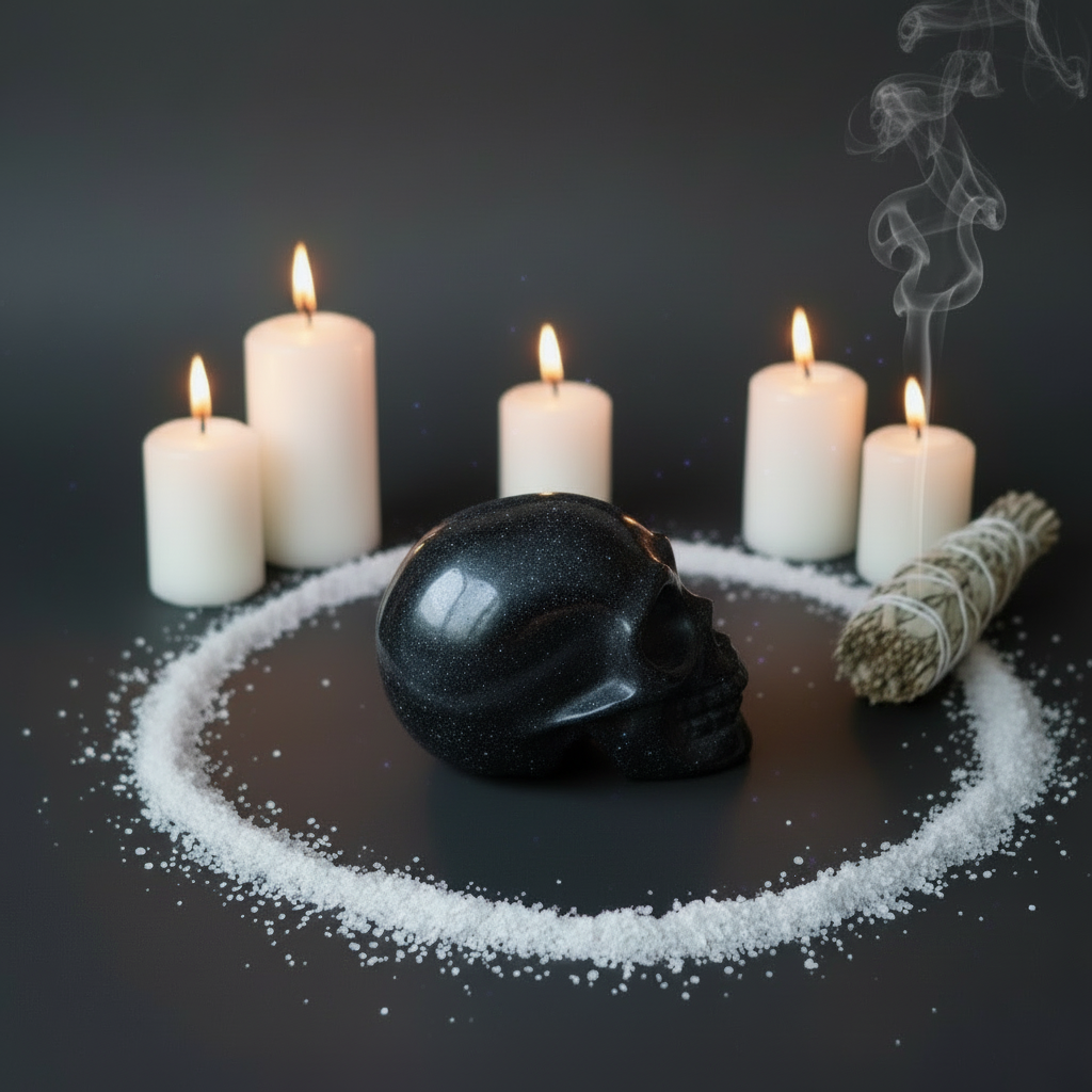 Crâne en Obsidienne Noire - Cristal de Protection Interdimensionnelle