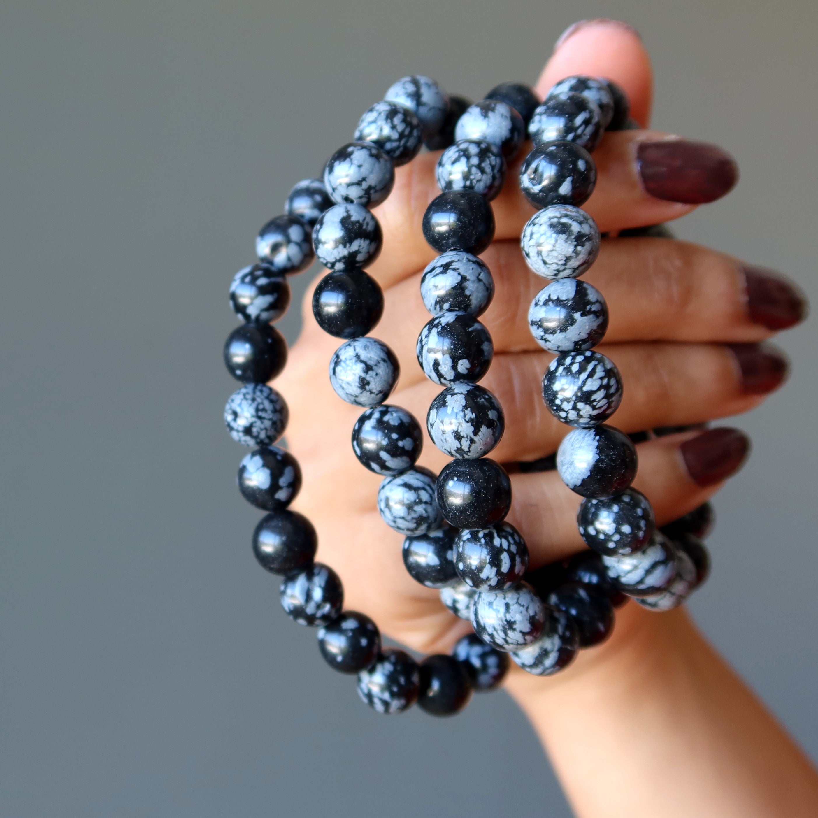 Schneeflocken-Obsidian-Armband Schutzstein