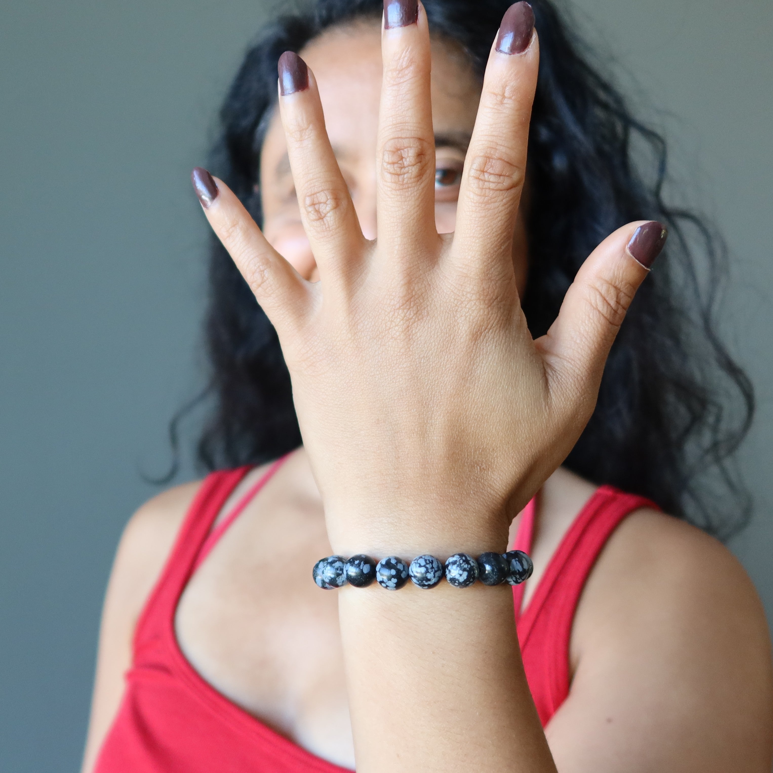 Schneeflocken-Obsidian-Armband Schutzstein