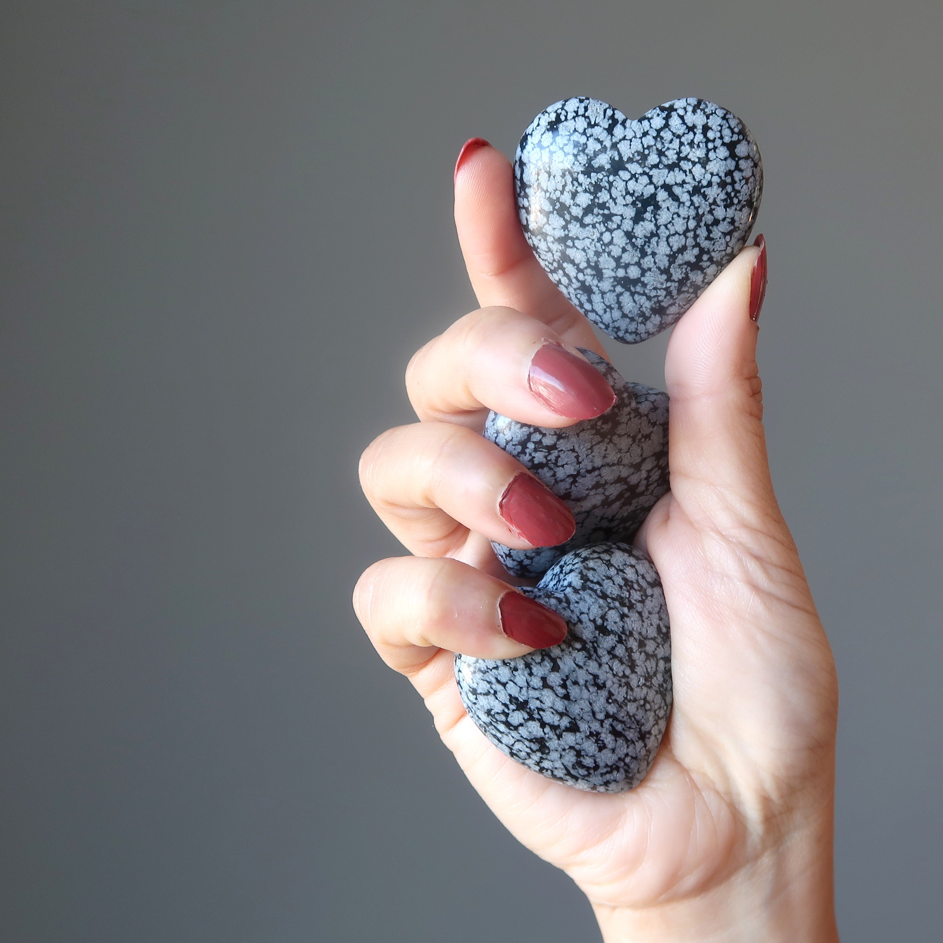 Schneeflocken-Obsidian-Herz-Set: Schmelze meine Seelensteine