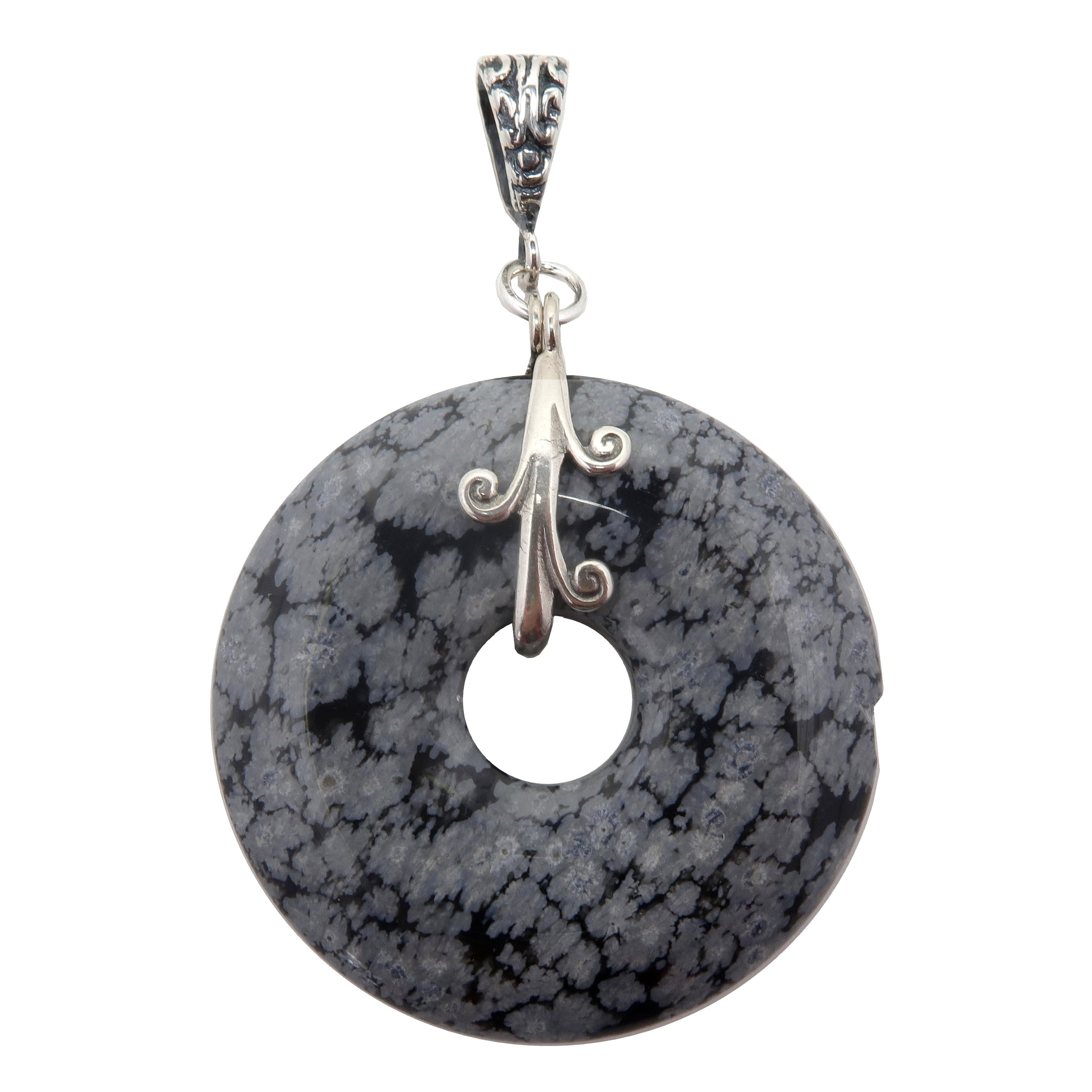 Snowflake Obsidian Pendant Donut Sterling Silver