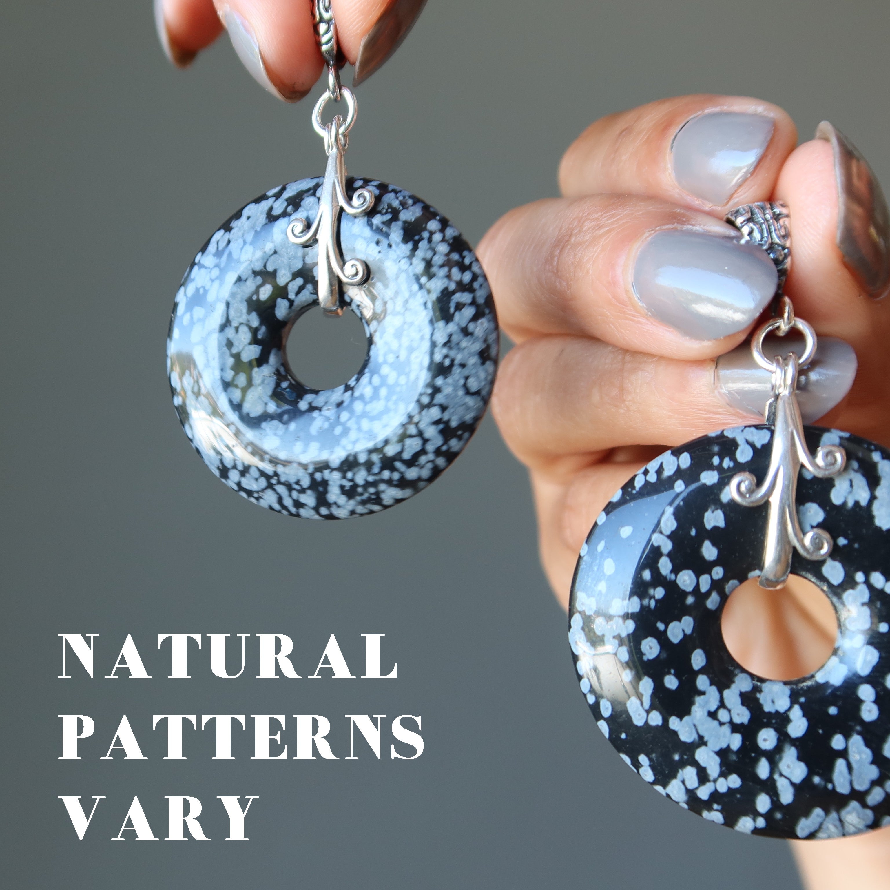 Snowflake Obsidian Pendant Donut Sterling Silver