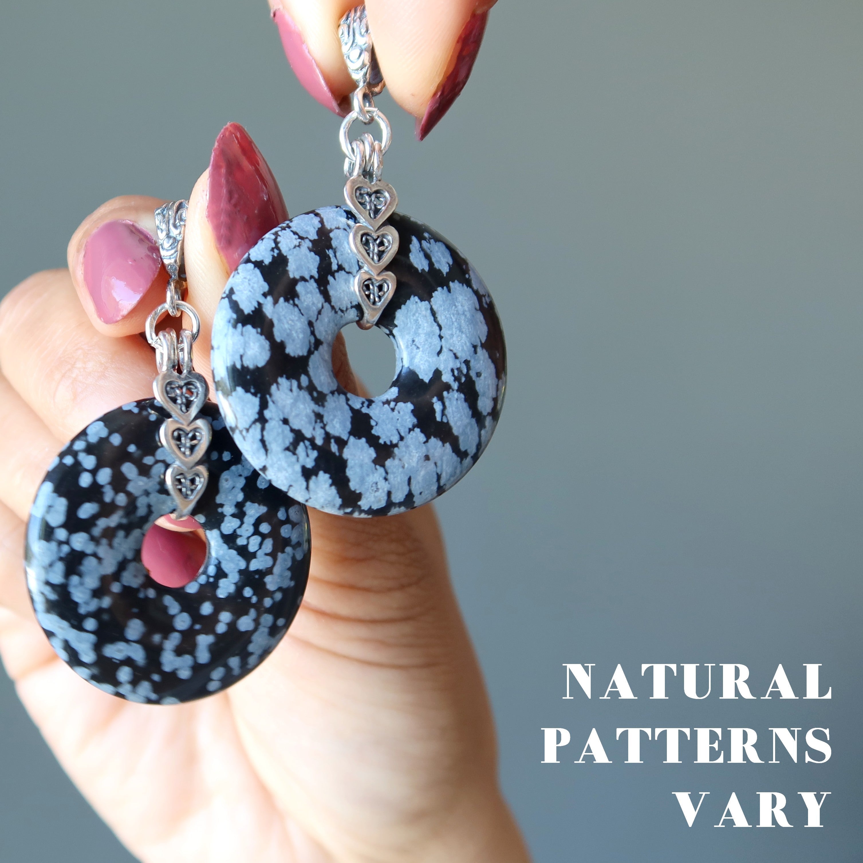 Snowflake Obsidian Pendant Infinite Loop Sterling Silver