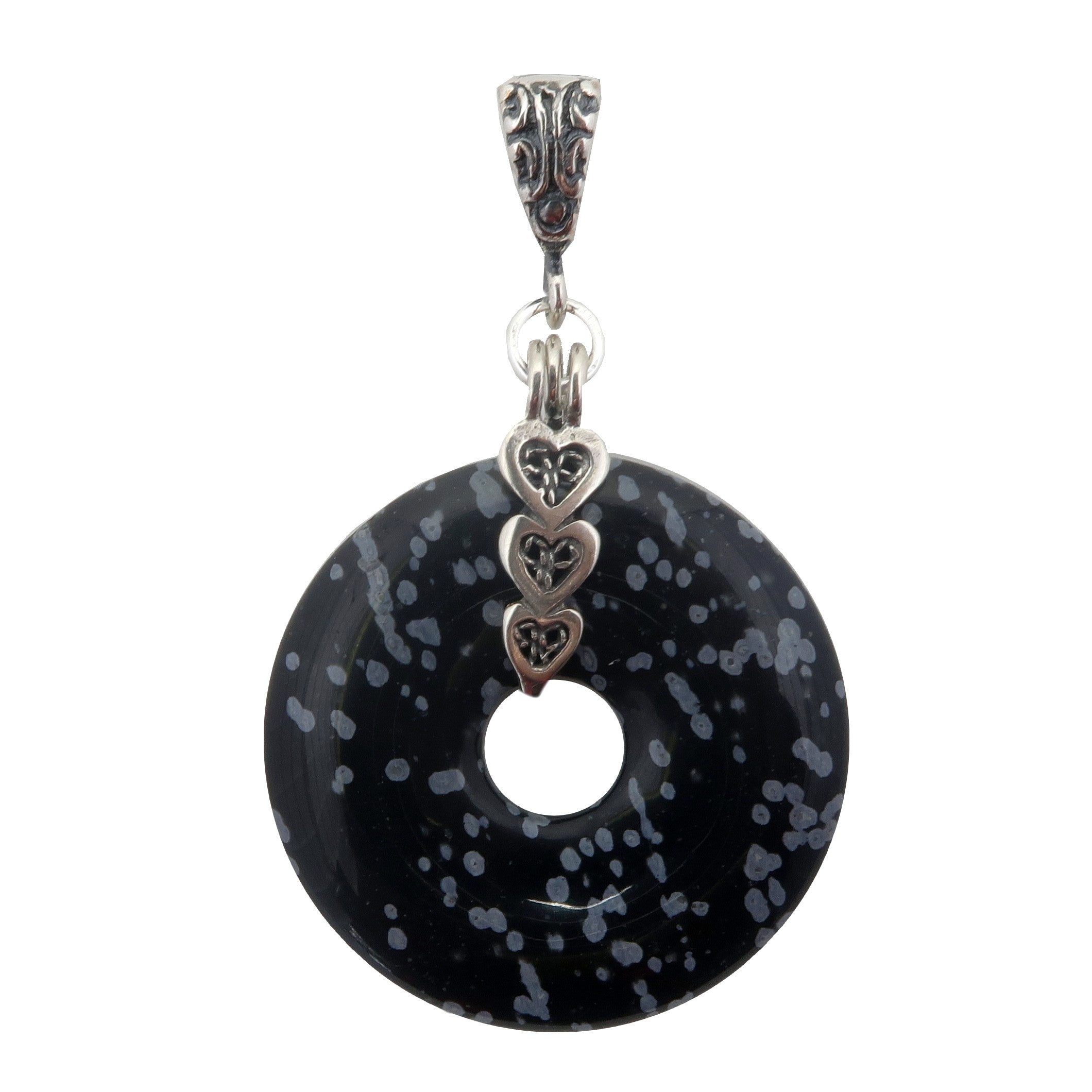 Snowflake Obsidian Pendant Infinite Loop Sterling Silver