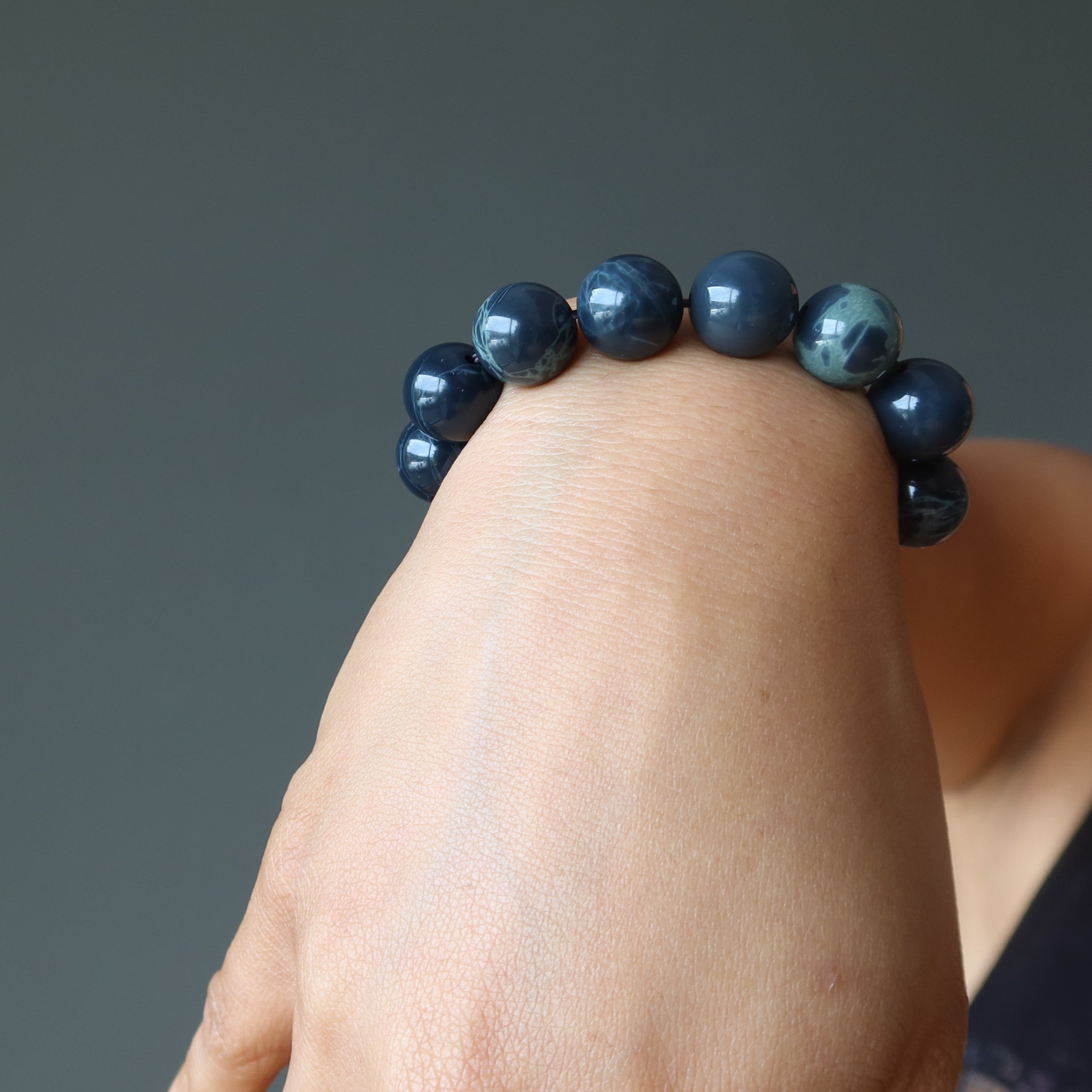 Bracelet d'Obsidienne Toile d'Araignée Perles Attrape-Rêves