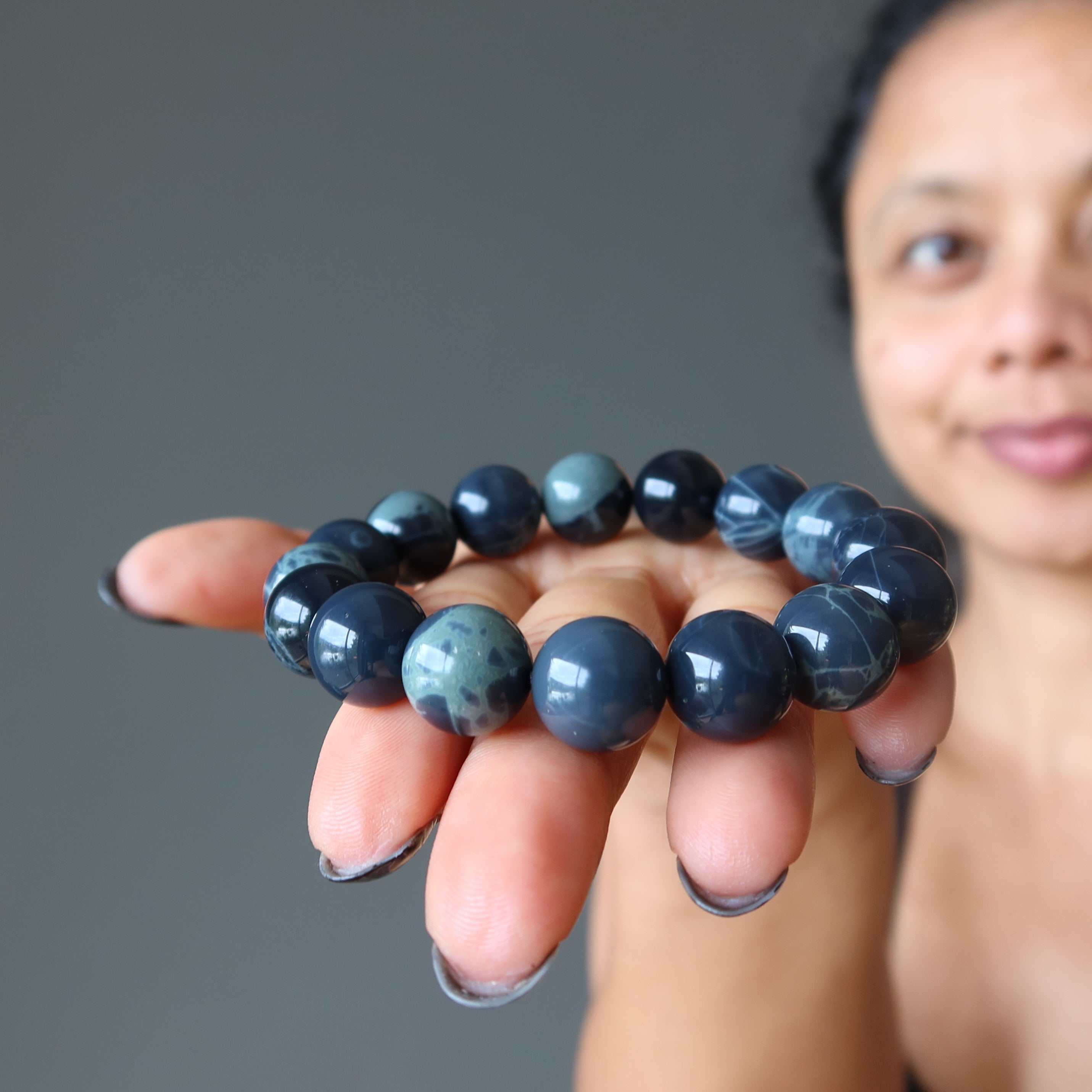 Bracelet d'Obsidienne Toile d'Araignée Perles Attrape-Rêves