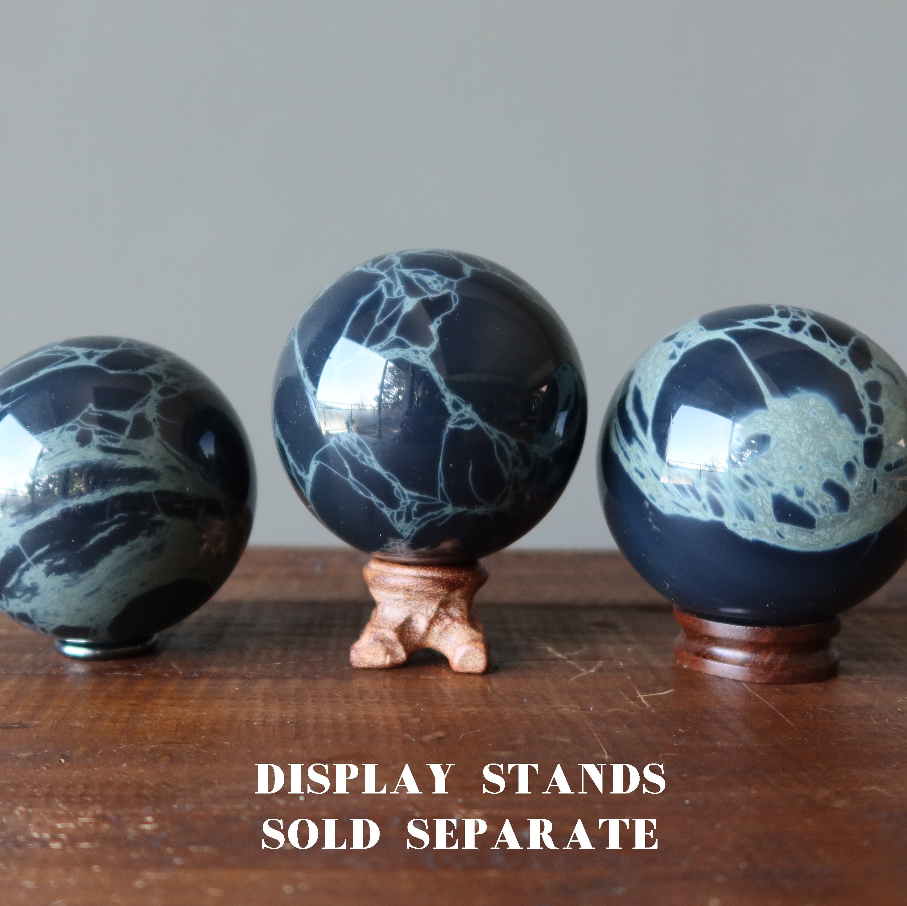 Spiderweb Obsidian Sphere Dream Catcher Blue Crystal Ball