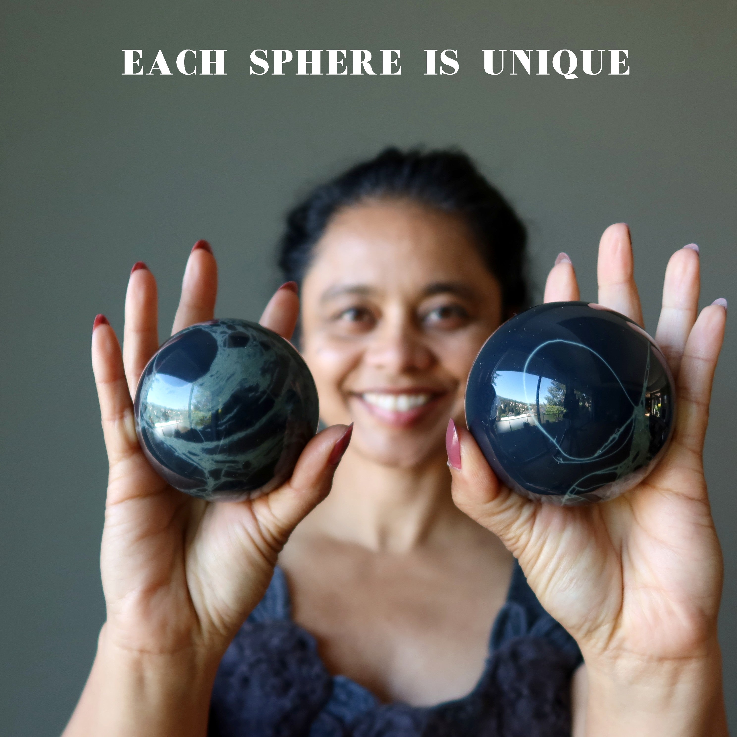Spiderweb Obsidian Sphere Dream Catcher Blue Crystal Ball