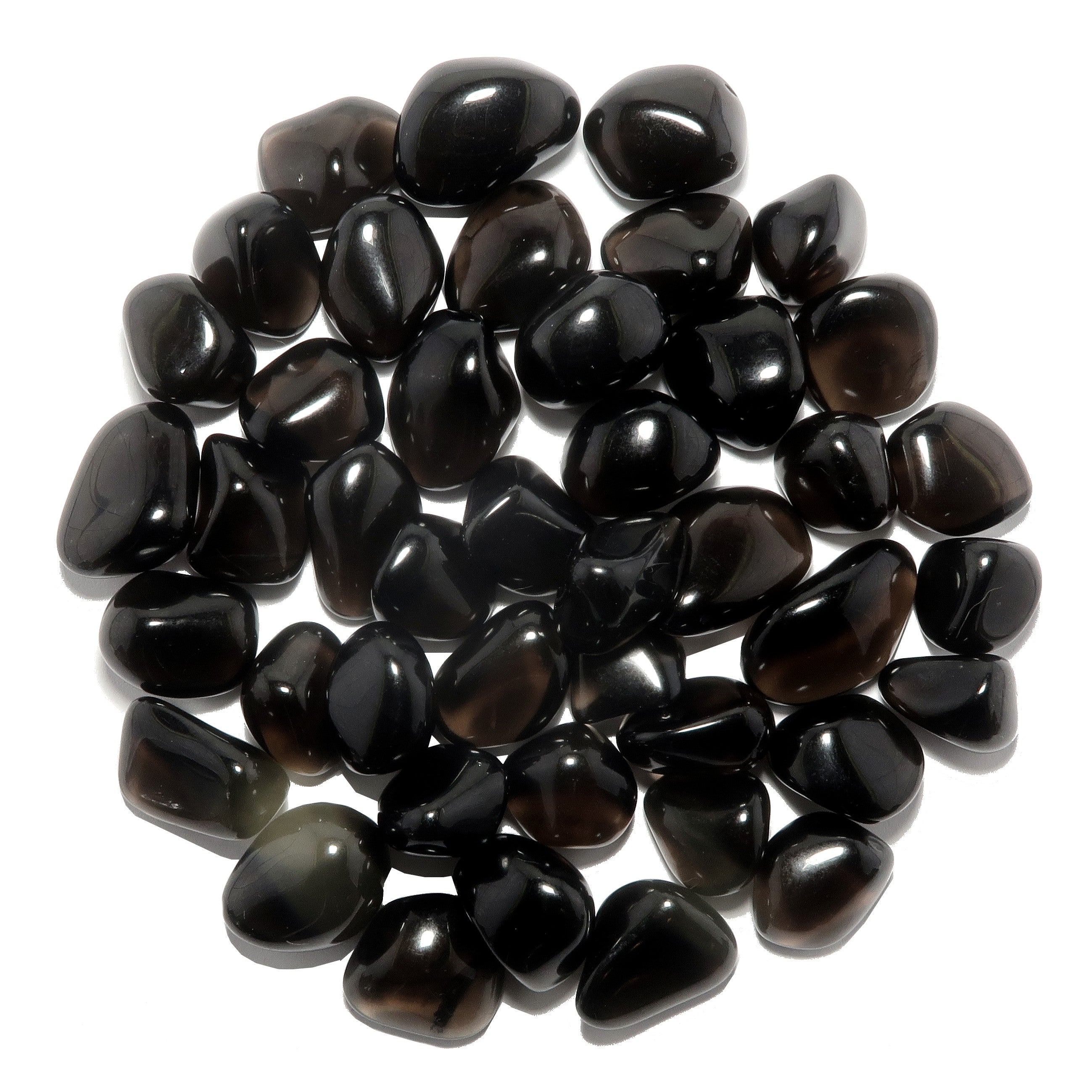 Lot de 7 pierres roulées Oeil Céleste (Obsidienne Noire) porte-bonheur