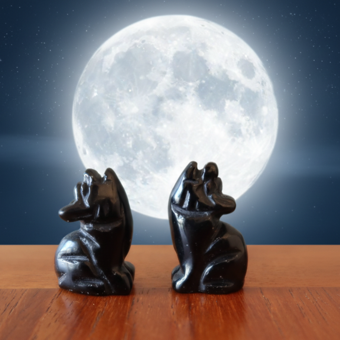 Black Obsidian Wolf 1" Miniature Animal Protector