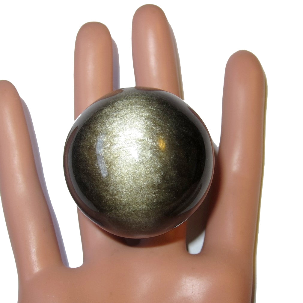 Sphère en Obsidienne Dorée Pailletée Scintillante Pierre Protectrice en Cristal