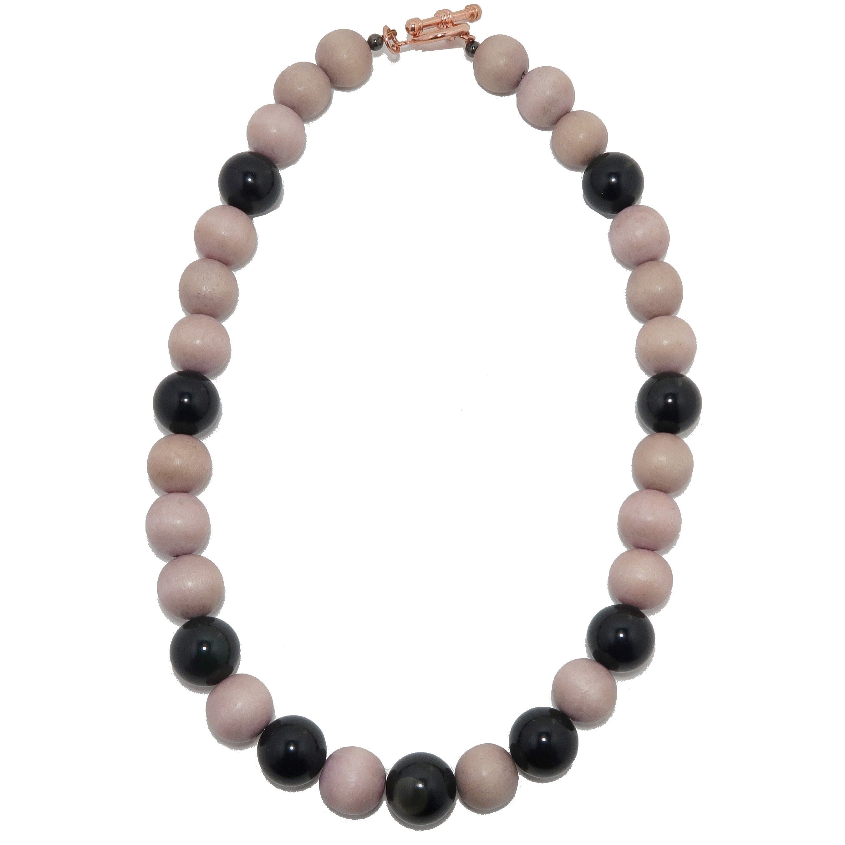 Collier obsidienne arc-en-ciel perlé bois Big Boss