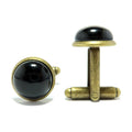 Boutons de manchette Onyx Pierre noire Nuit Bronze vieilli