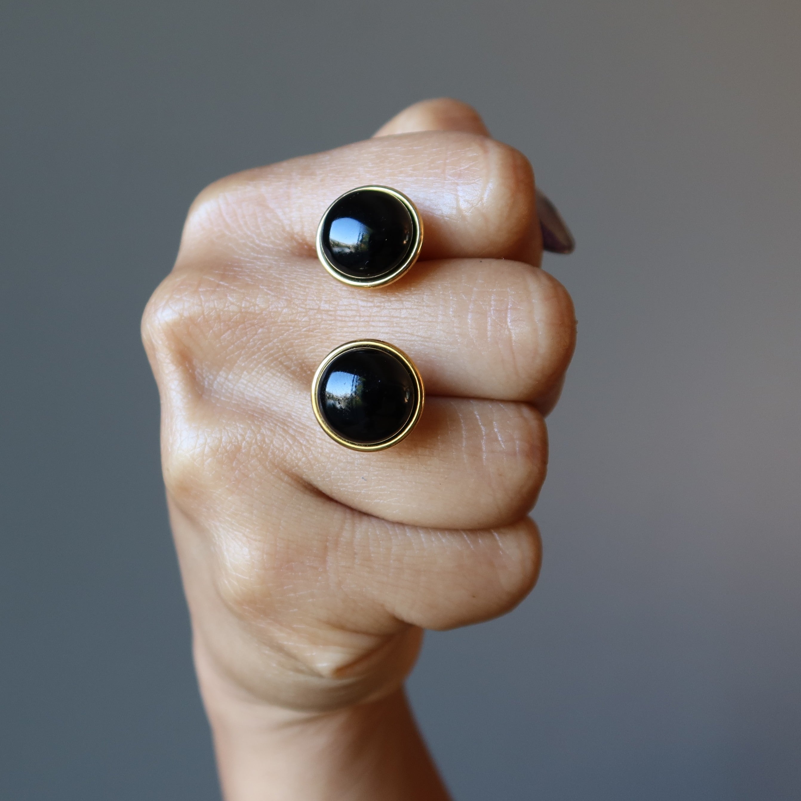 Onyx Cufflinks Black Stone Debonair Pair Gold
