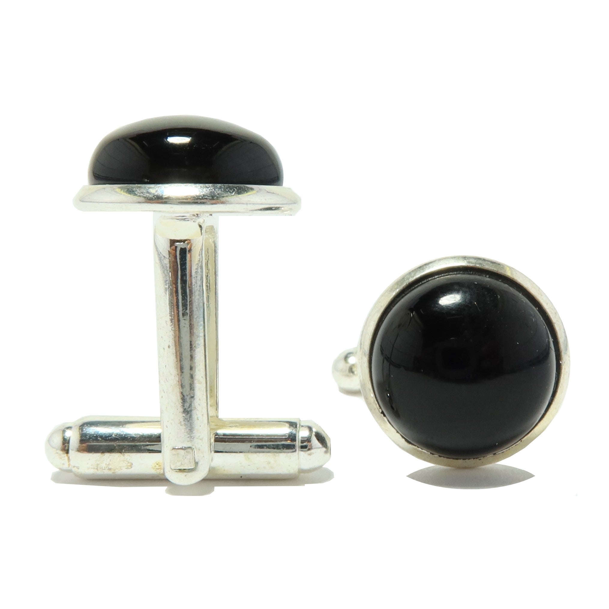 Onyx Cufflinks Black Protection Stone Silver